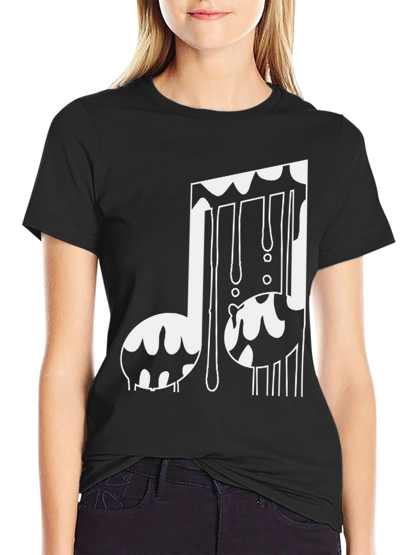 Melting Music Note Black Tee