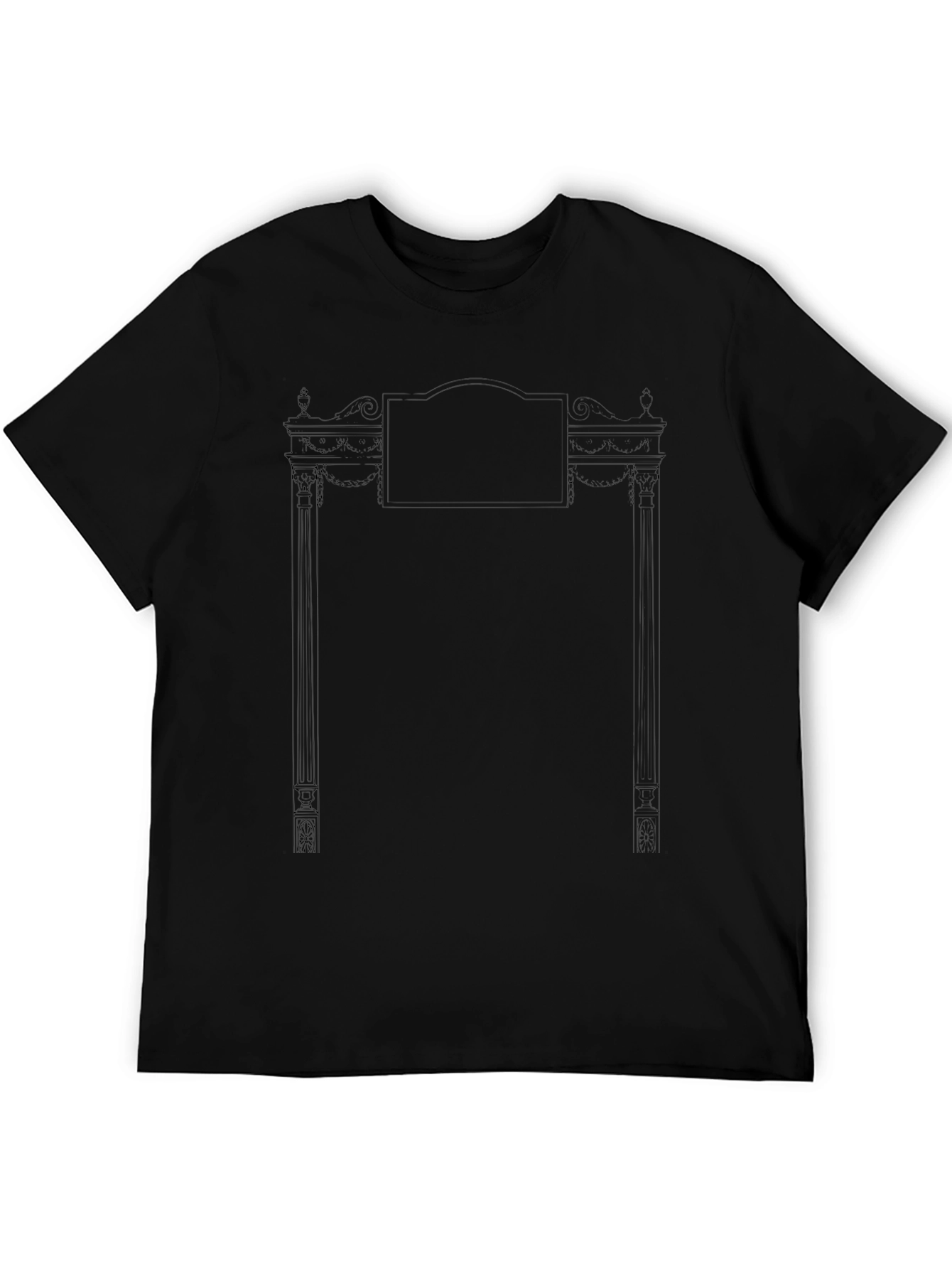 Mens Black T-Shirt with Ornate Frame Graphic