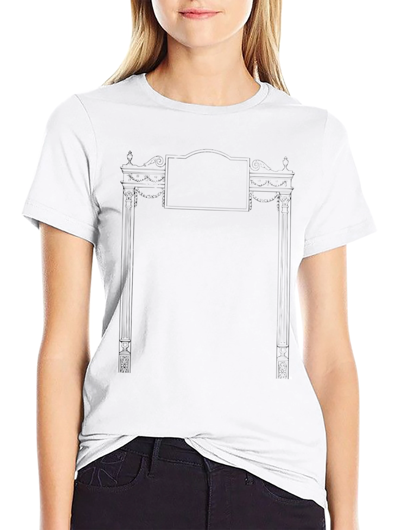 Mens Black T-Shirt with Ornate Frame Graphic