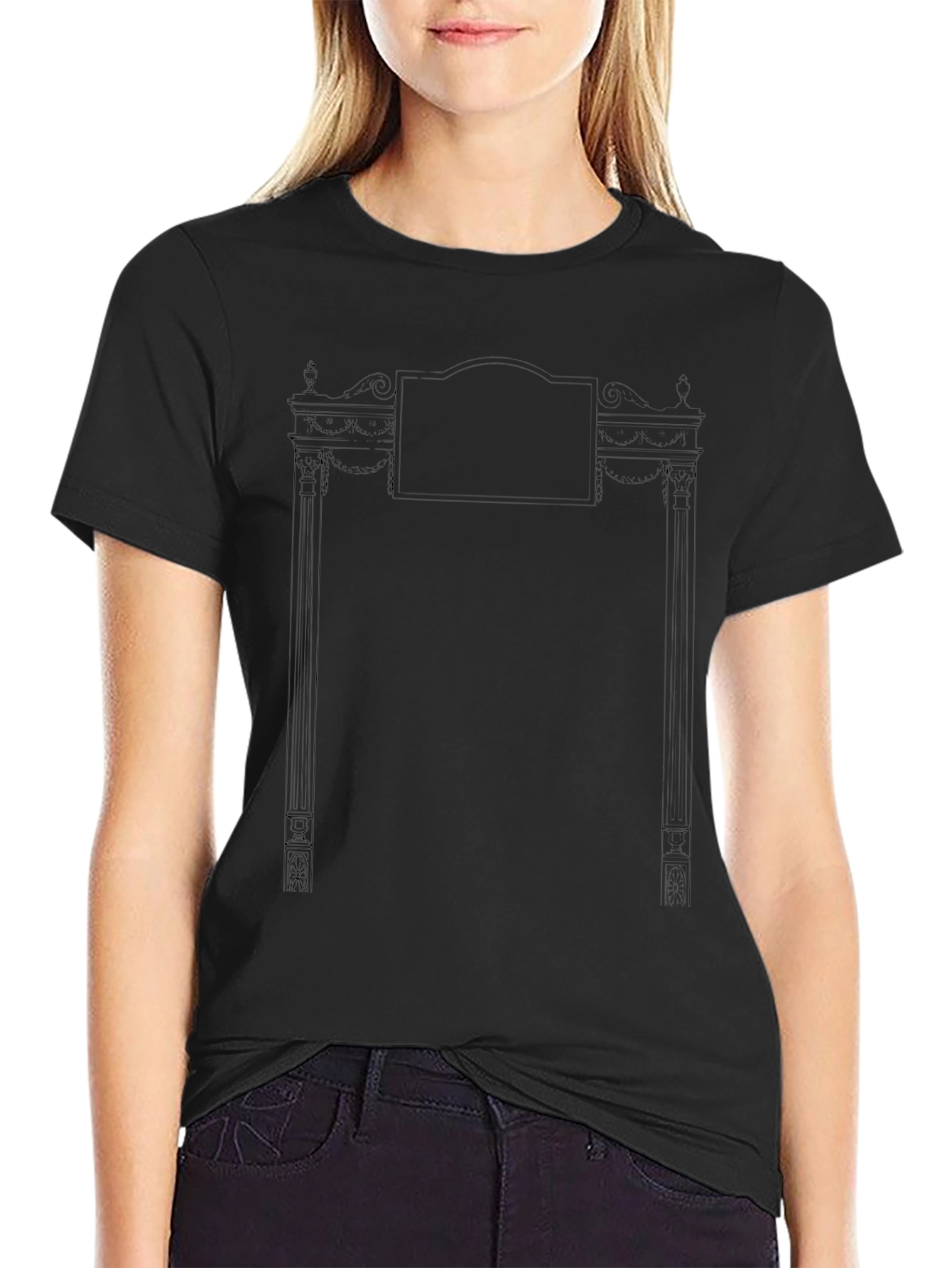 Mens Black T-Shirt with Ornate Frame Graphic