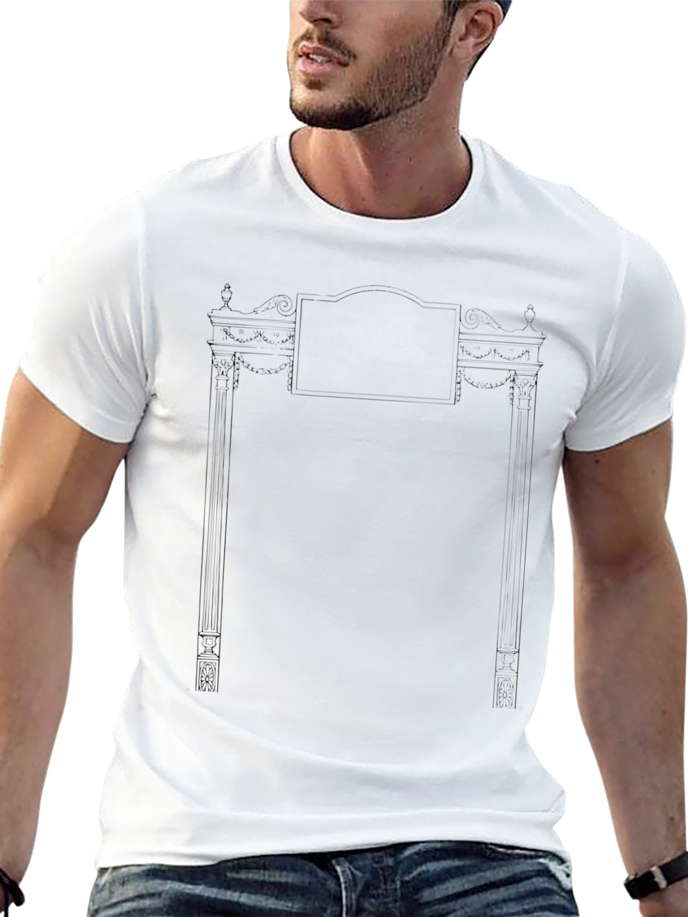 Mens Black T-Shirt with Ornate Frame Graphic