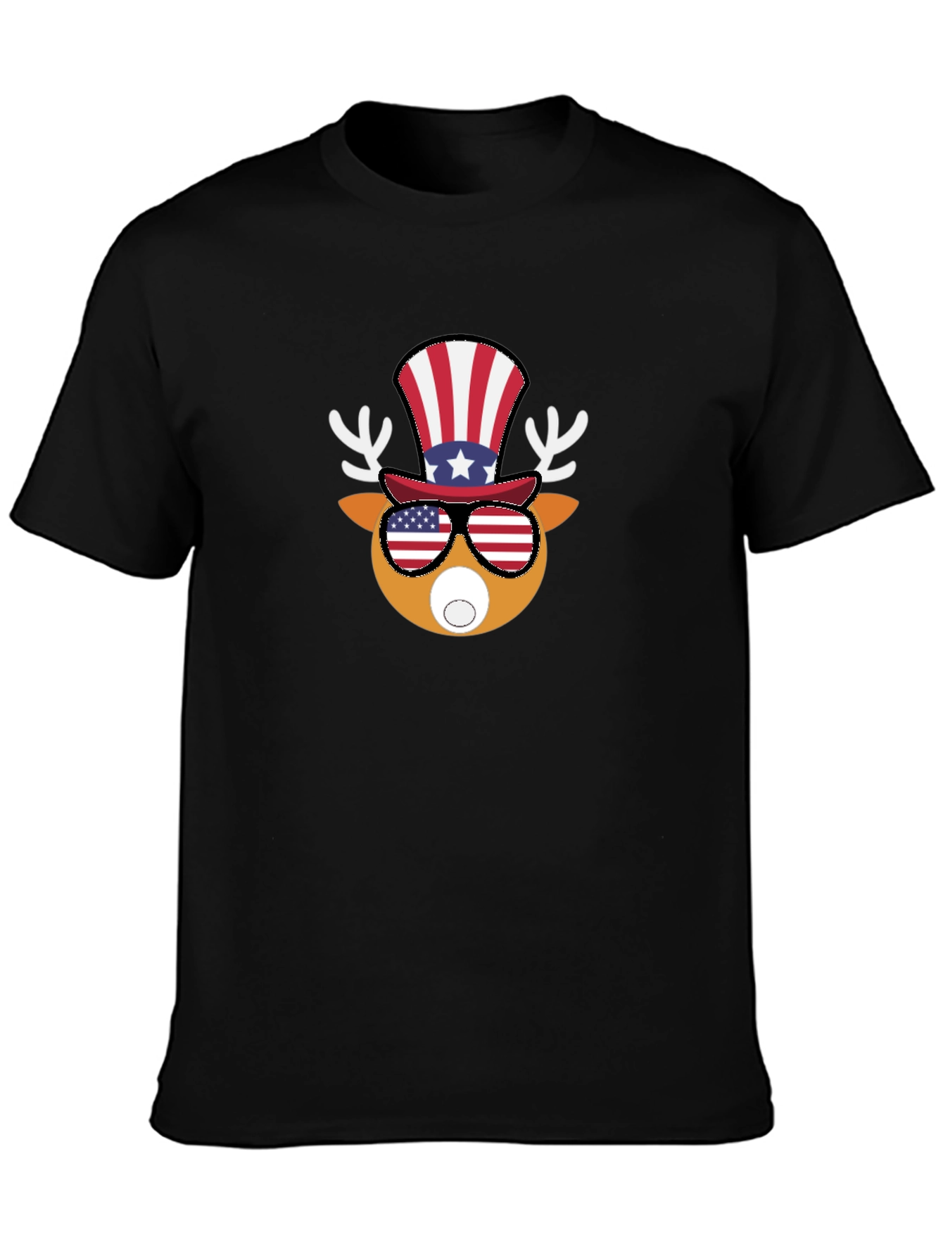 Patriotic Deer Graphic Tee - Mens Black T-Shirt