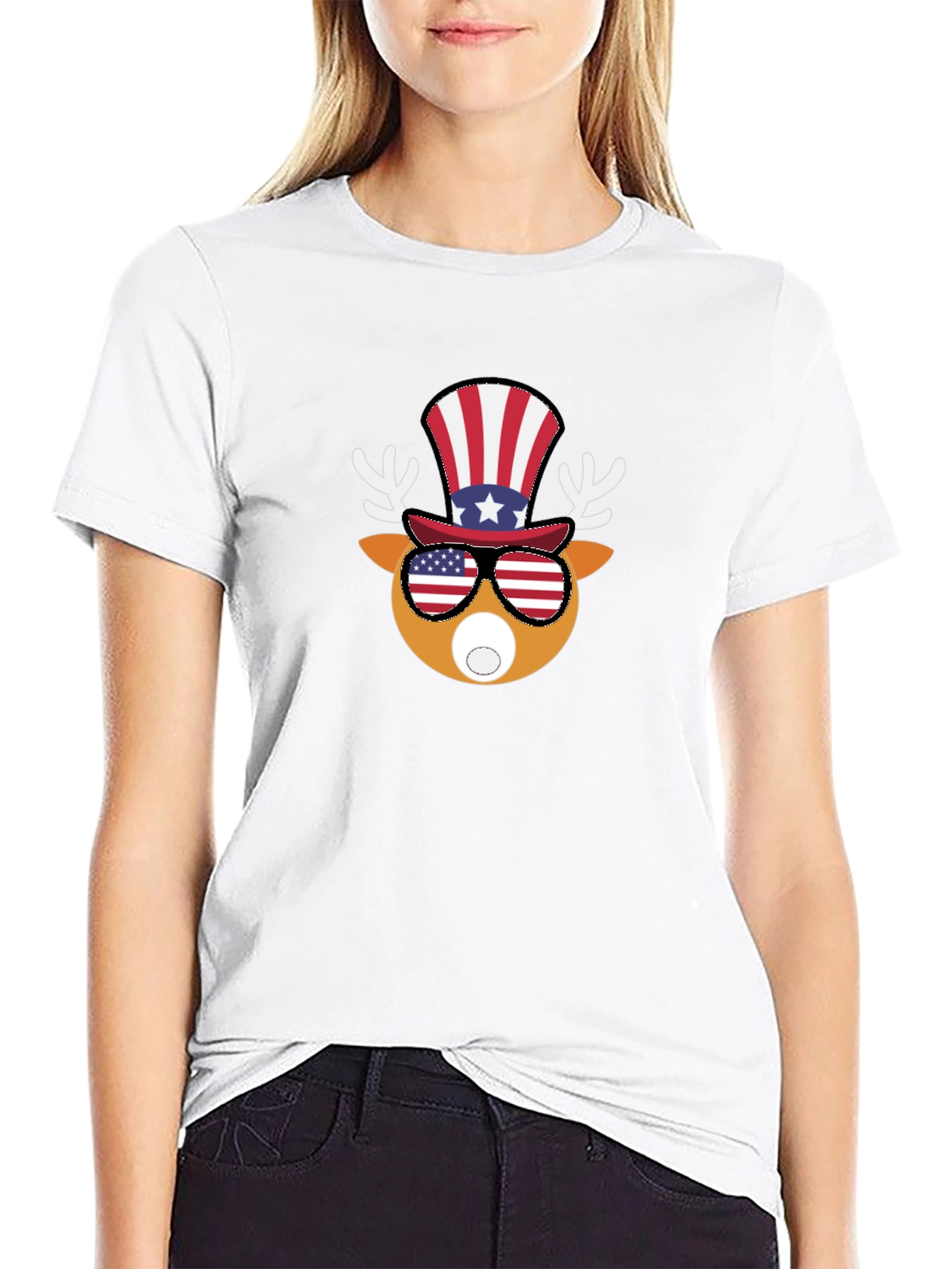 Patriotic Deer Graphic Tee - Mens Black T-Shirt