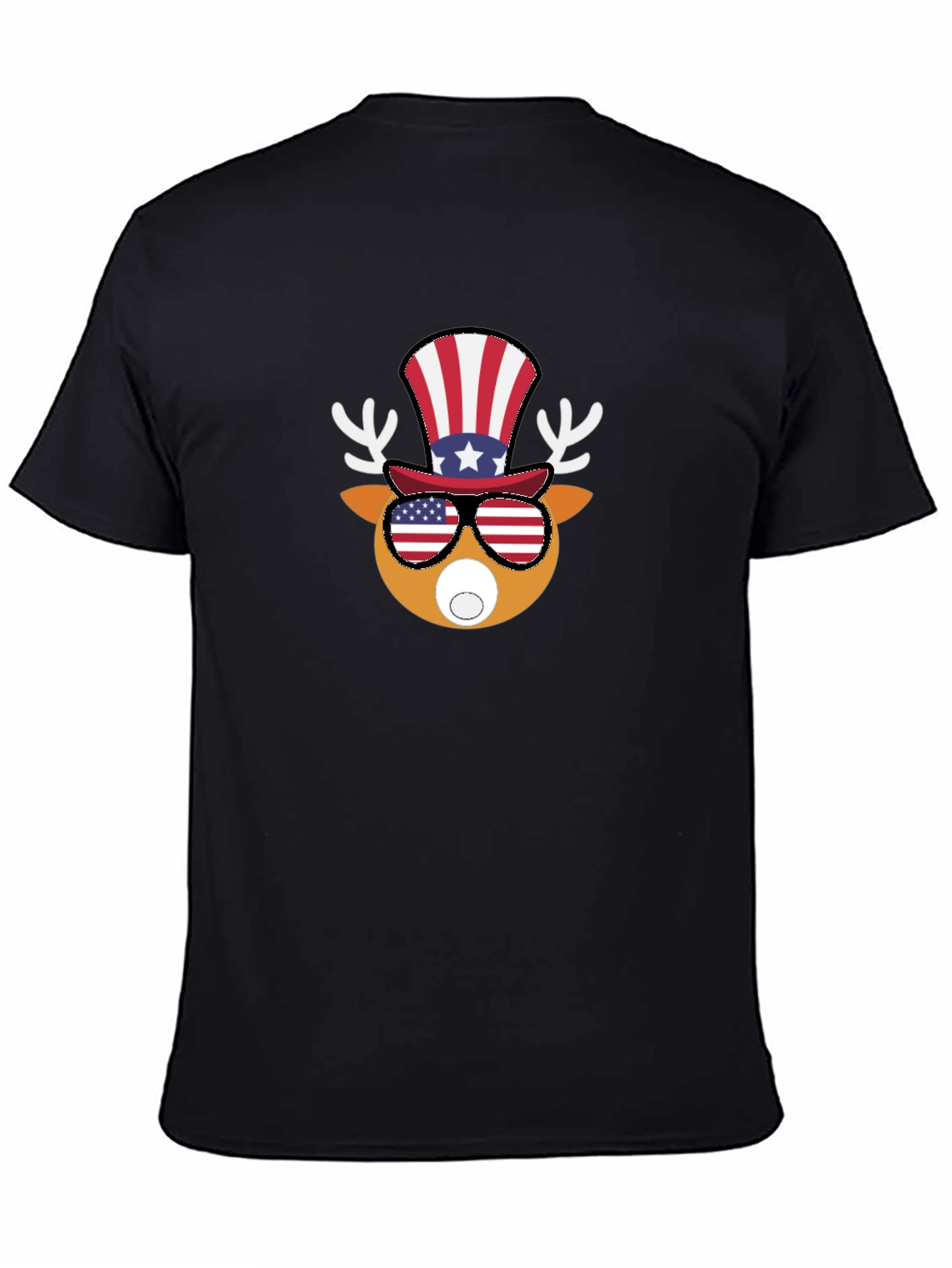 Patriotic Deer Graphic Tee - Mens Black T-Shirt
