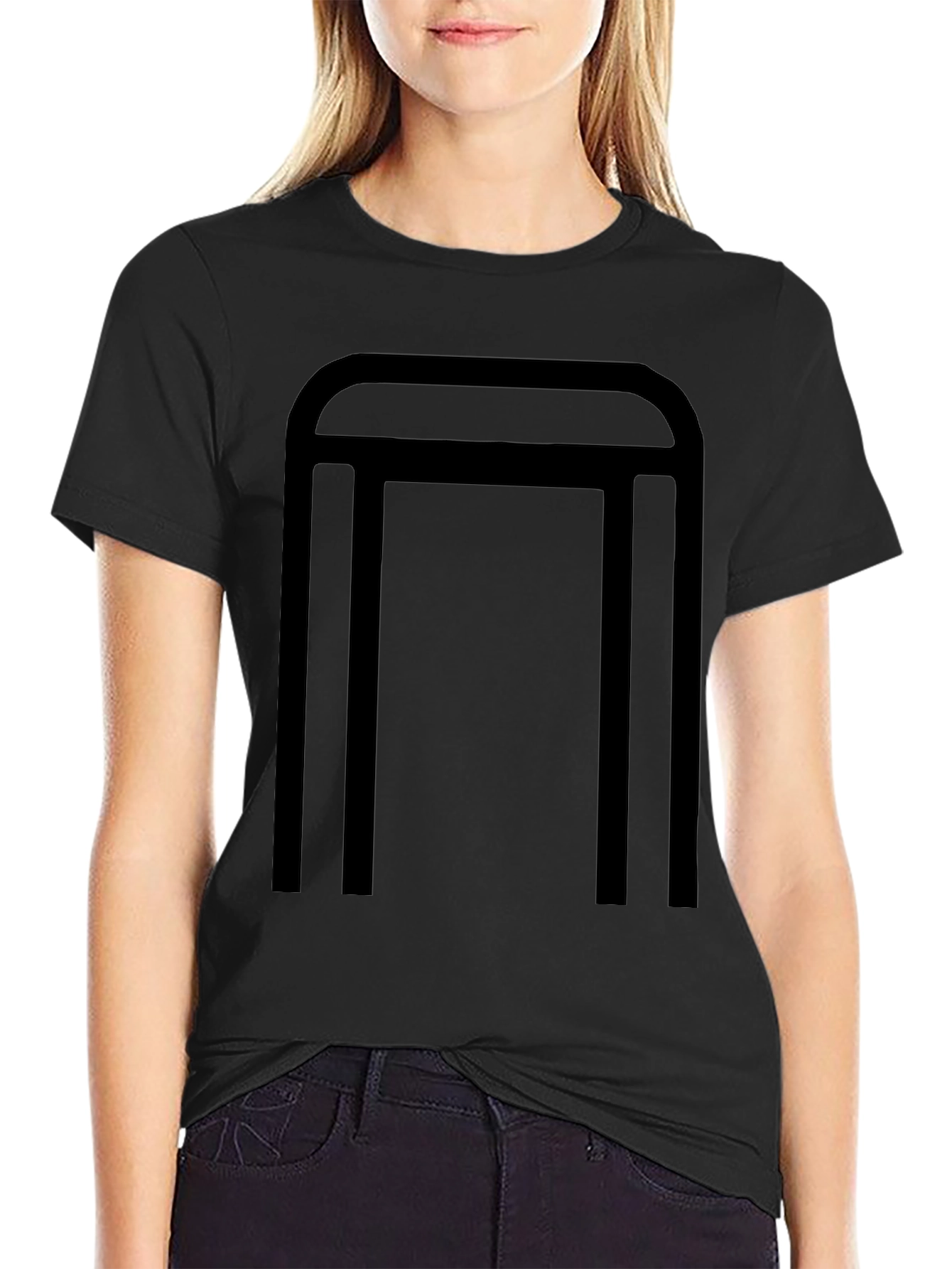 Modern Geometric Graphic Tee - Black