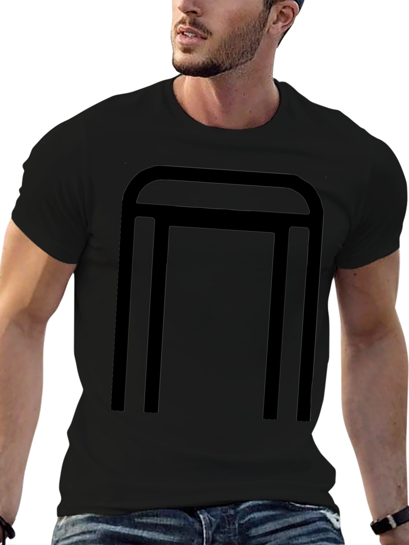 Modern Geometric Graphic Tee - Black