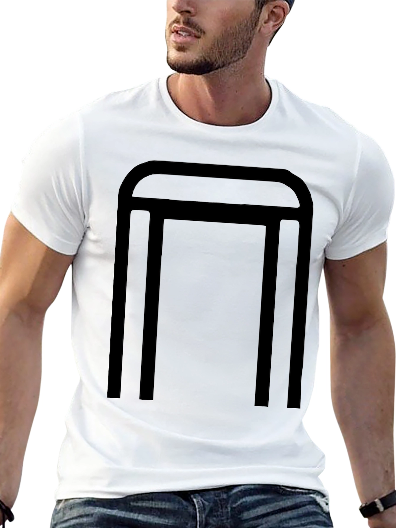 Modern Geometric Graphic Tee - Black