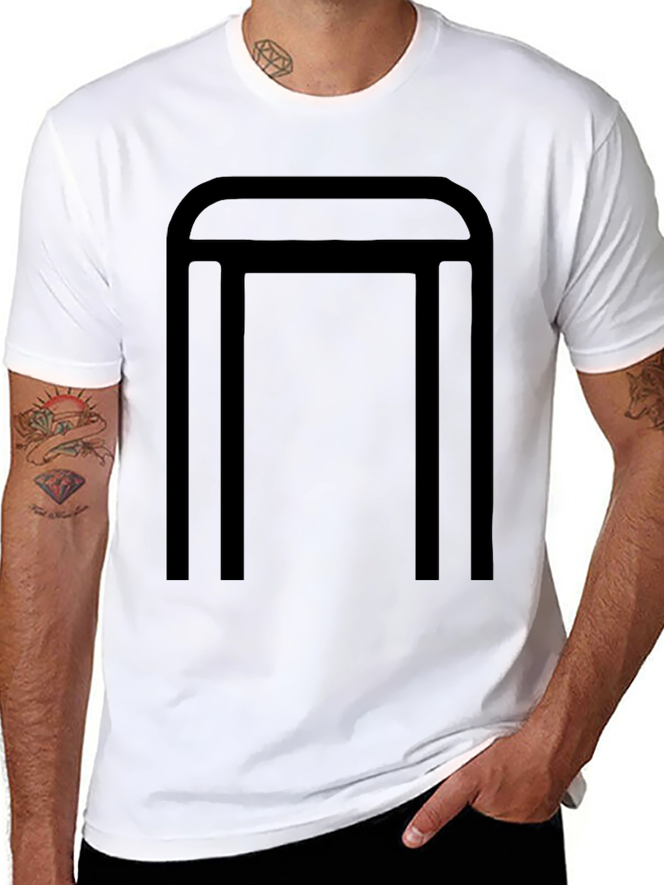 Modern Geometric Graphic Tee - Black