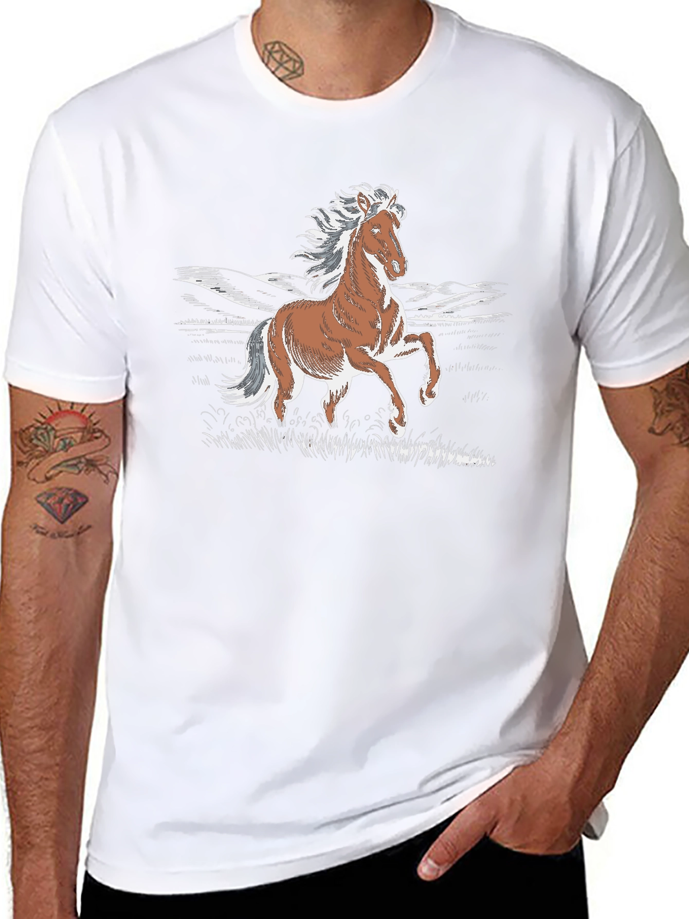 Horse Graphic T-Shirt - Stylish Animal Print Tee