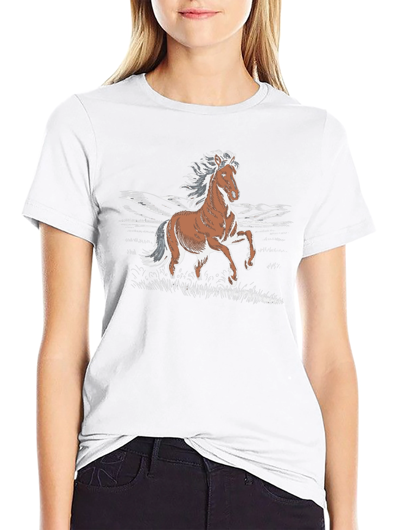 Horse Graphic T-Shirt - Stylish Animal Print Tee
