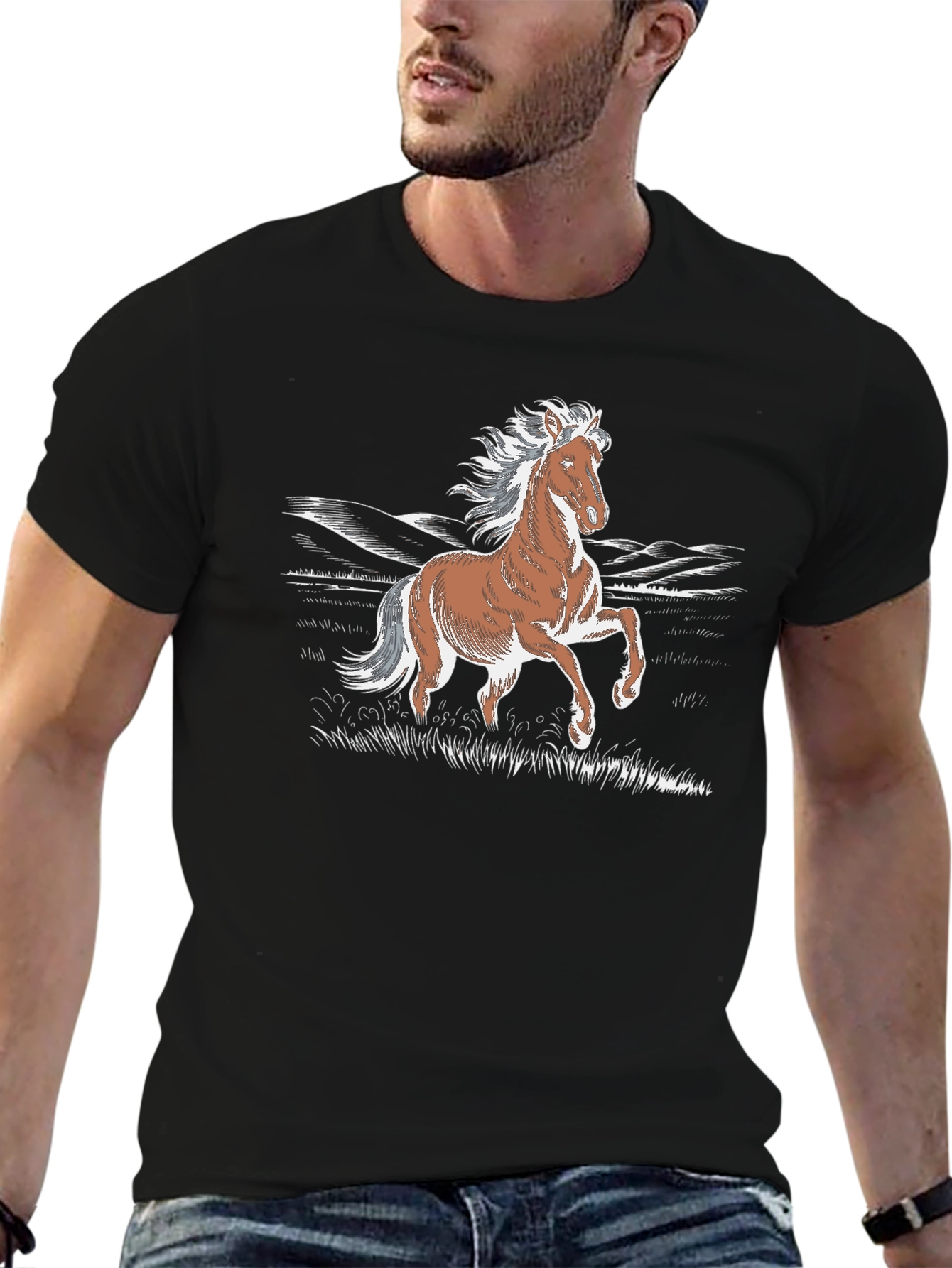 Horse Graphic T-Shirt - Stylish Animal Print Tee