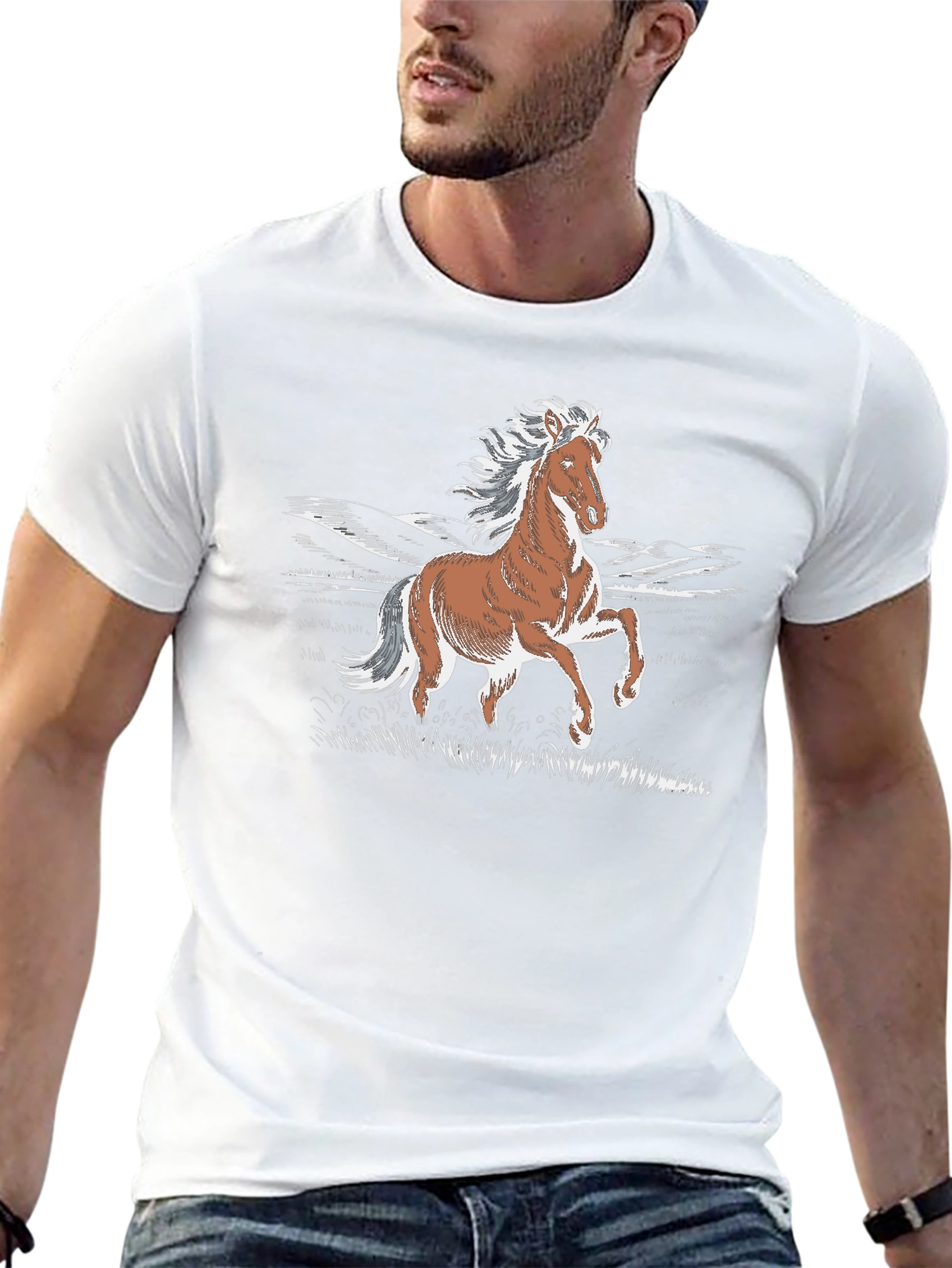 Horse Graphic T-Shirt - Stylish Animal Print Tee