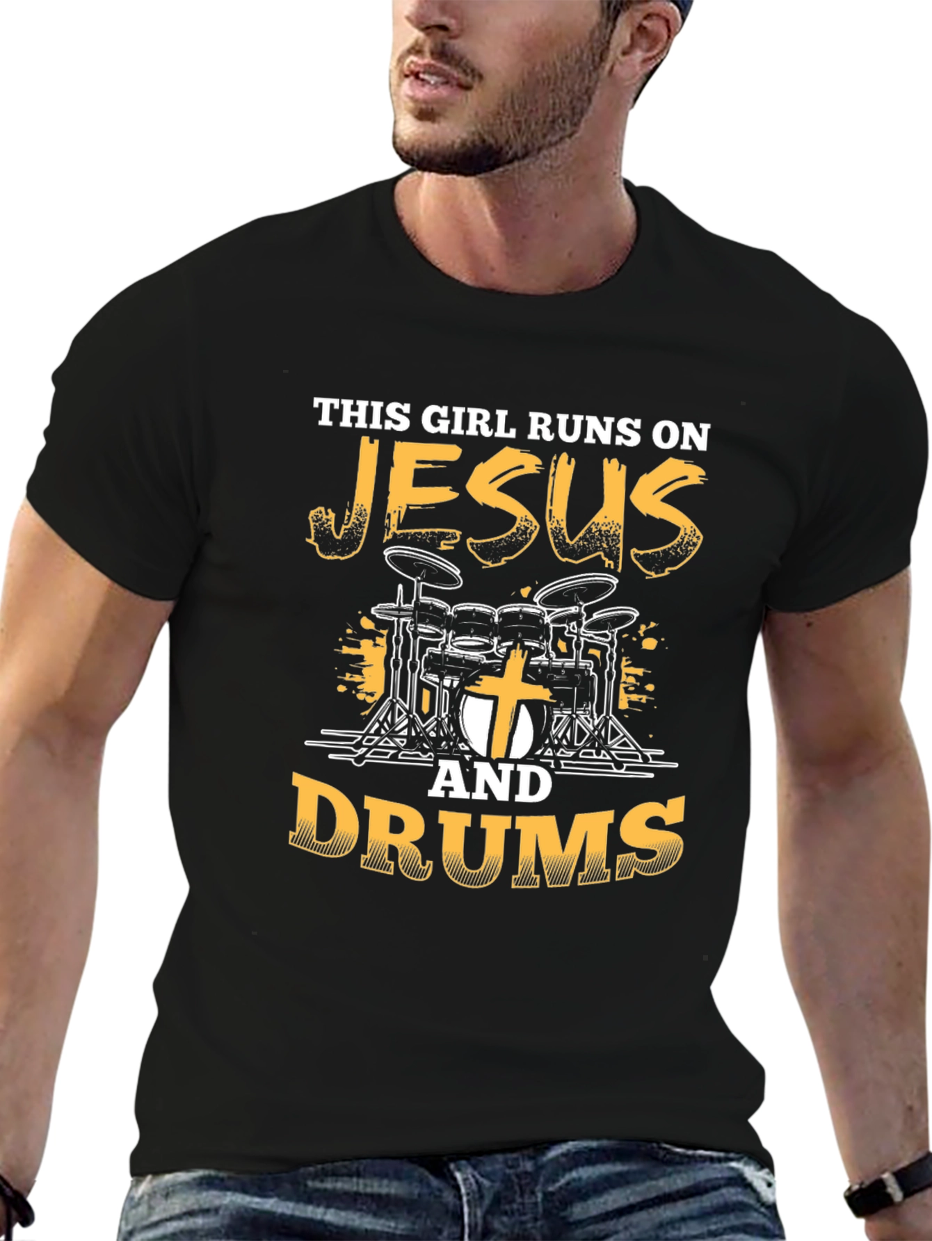This Girl Runs on Jesus & Drums T-Shirt