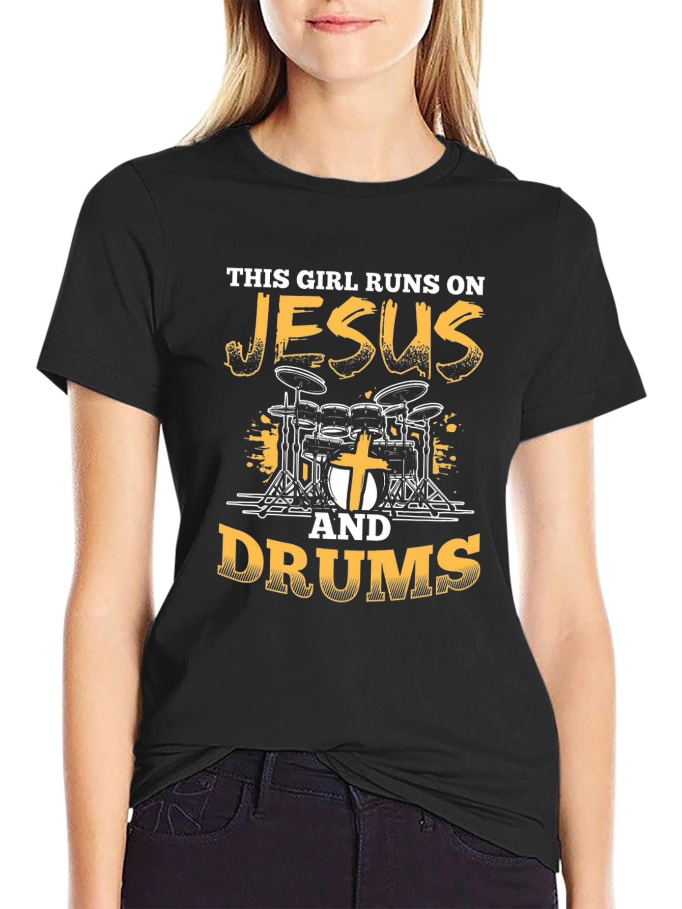 This Girl Runs on Jesus & Drums T-Shirt