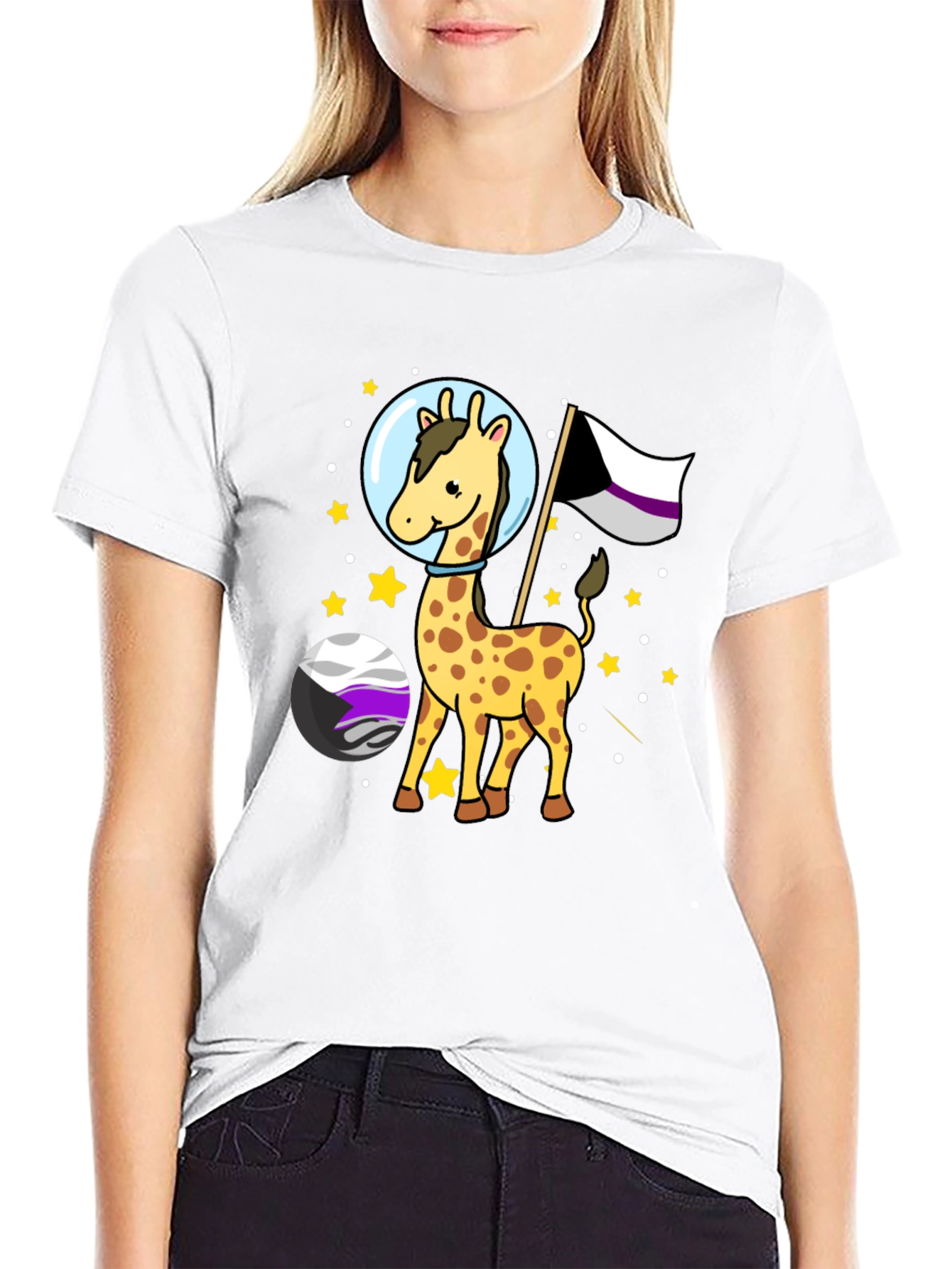 Asexual Giraffe Astronaut T-Shirt - LGBTQIA+ Pride