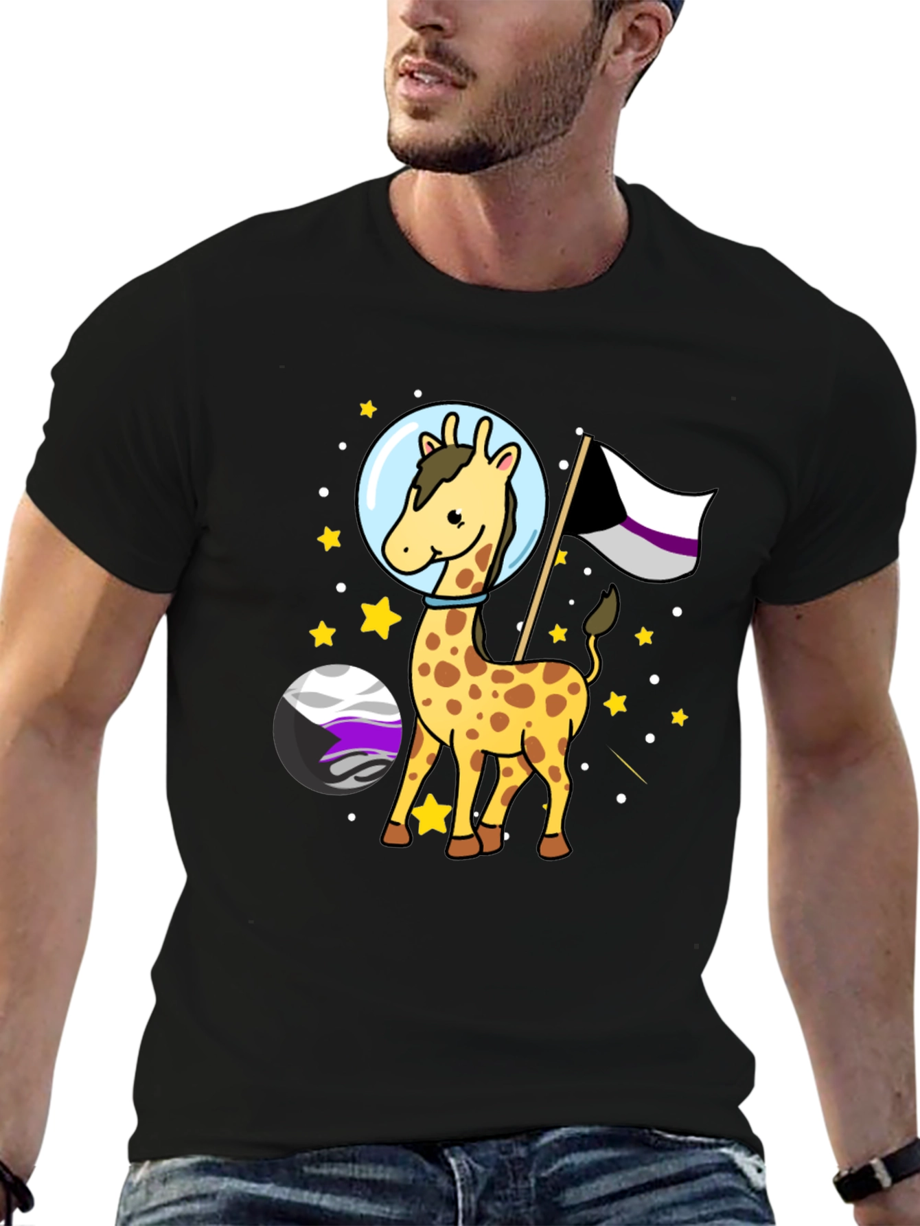Asexual Giraffe Astronaut T-Shirt - LGBTQIA+ Pride
