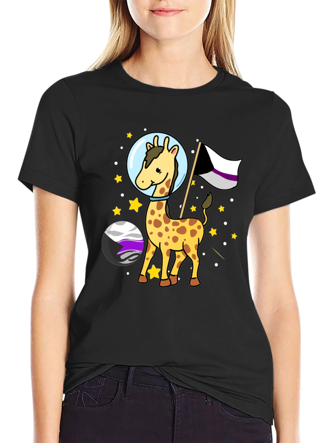Asexual Giraffe Astronaut T-Shirt - LGBTQIA+ Pride