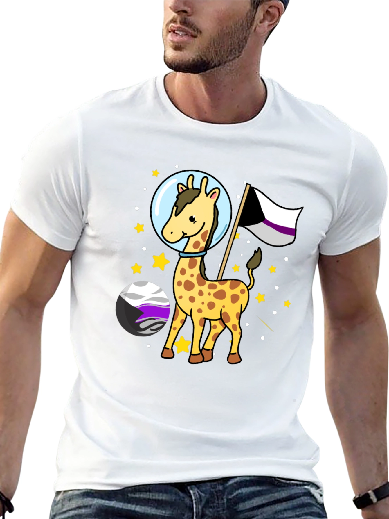 Asexual Giraffe Astronaut T-Shirt - LGBTQIA+ Pride