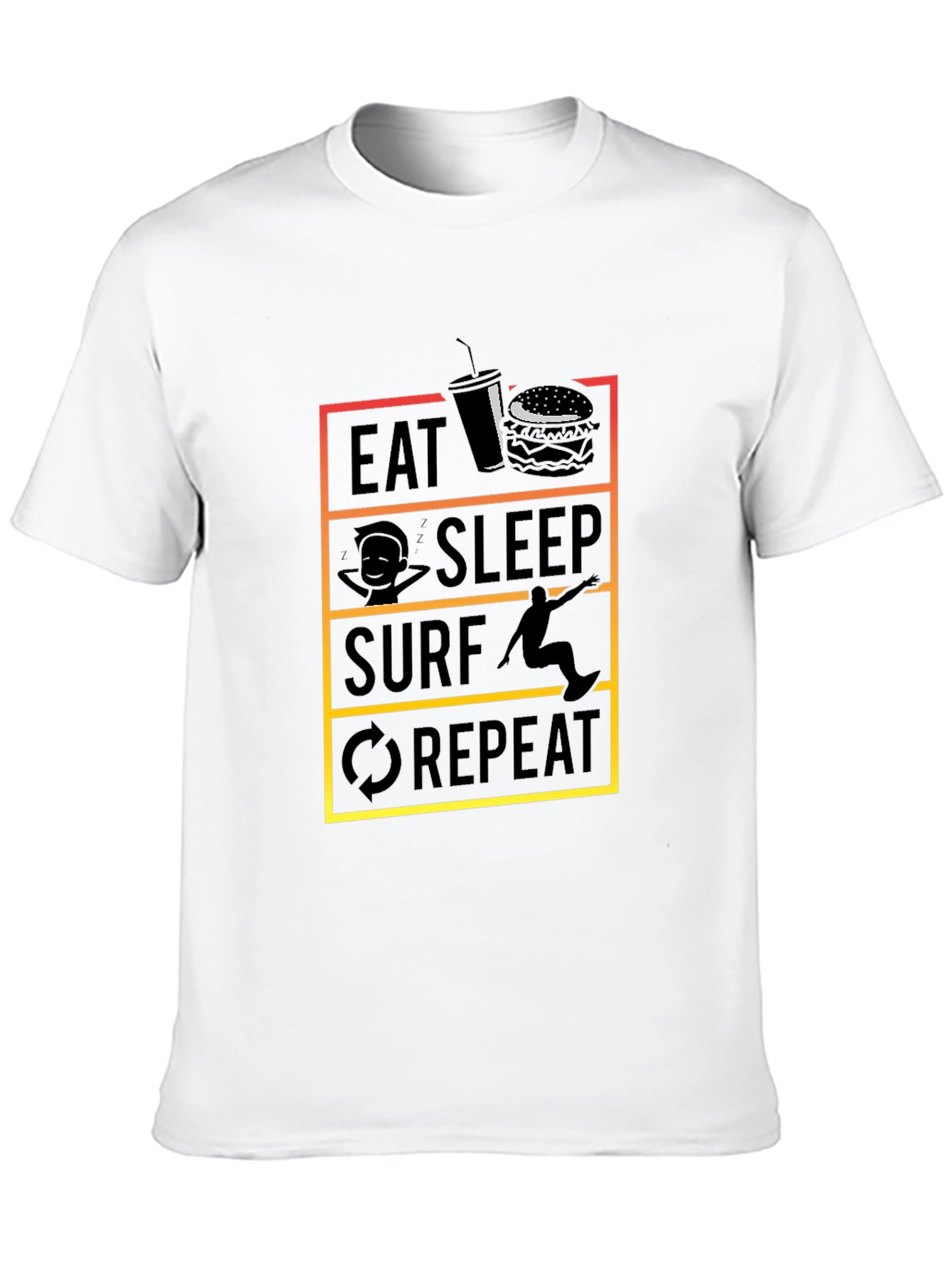 Eat Sleep Surf Repeat Black T-Shirt