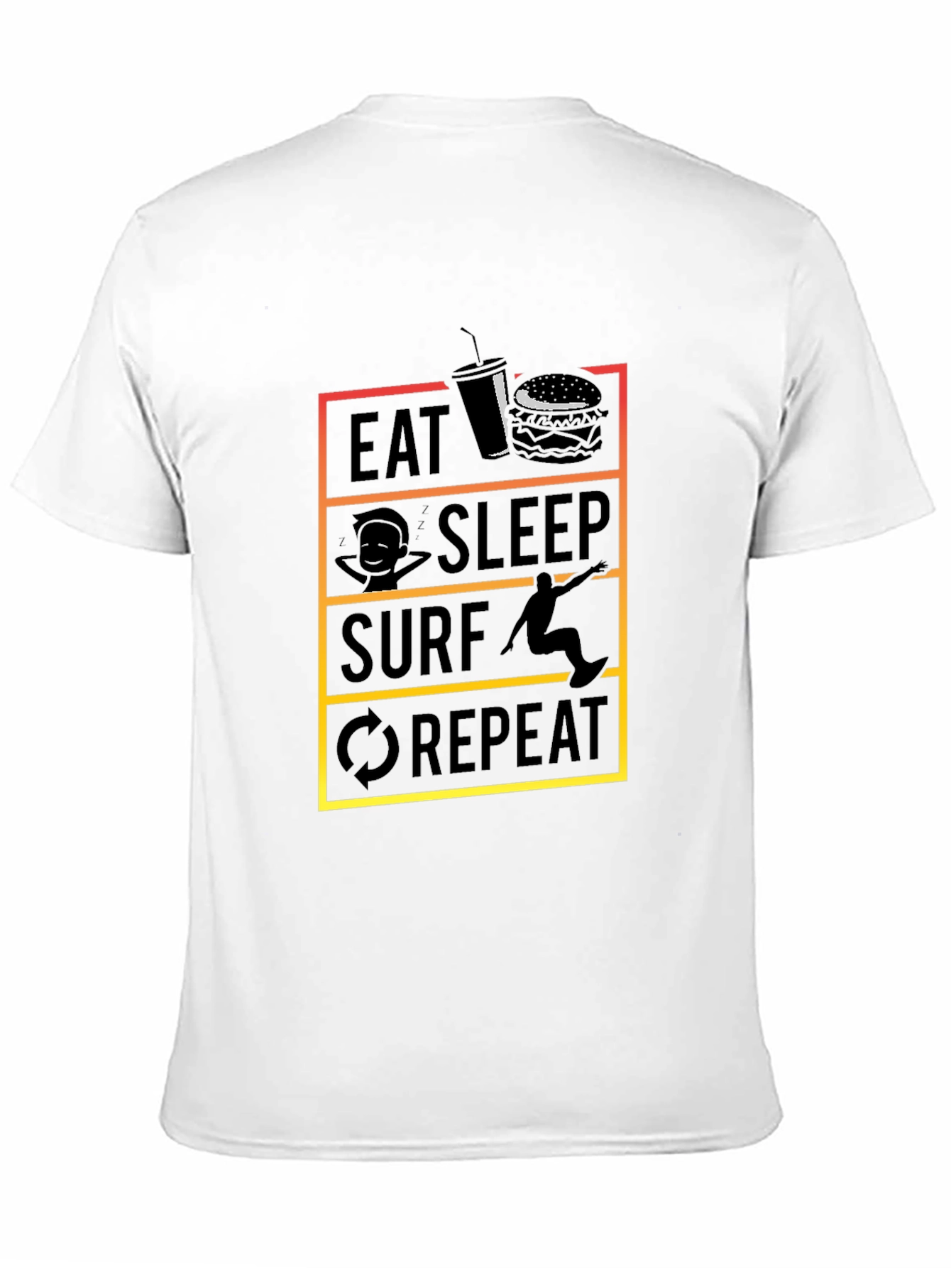 Eat Sleep Surf Repeat Black T-Shirt