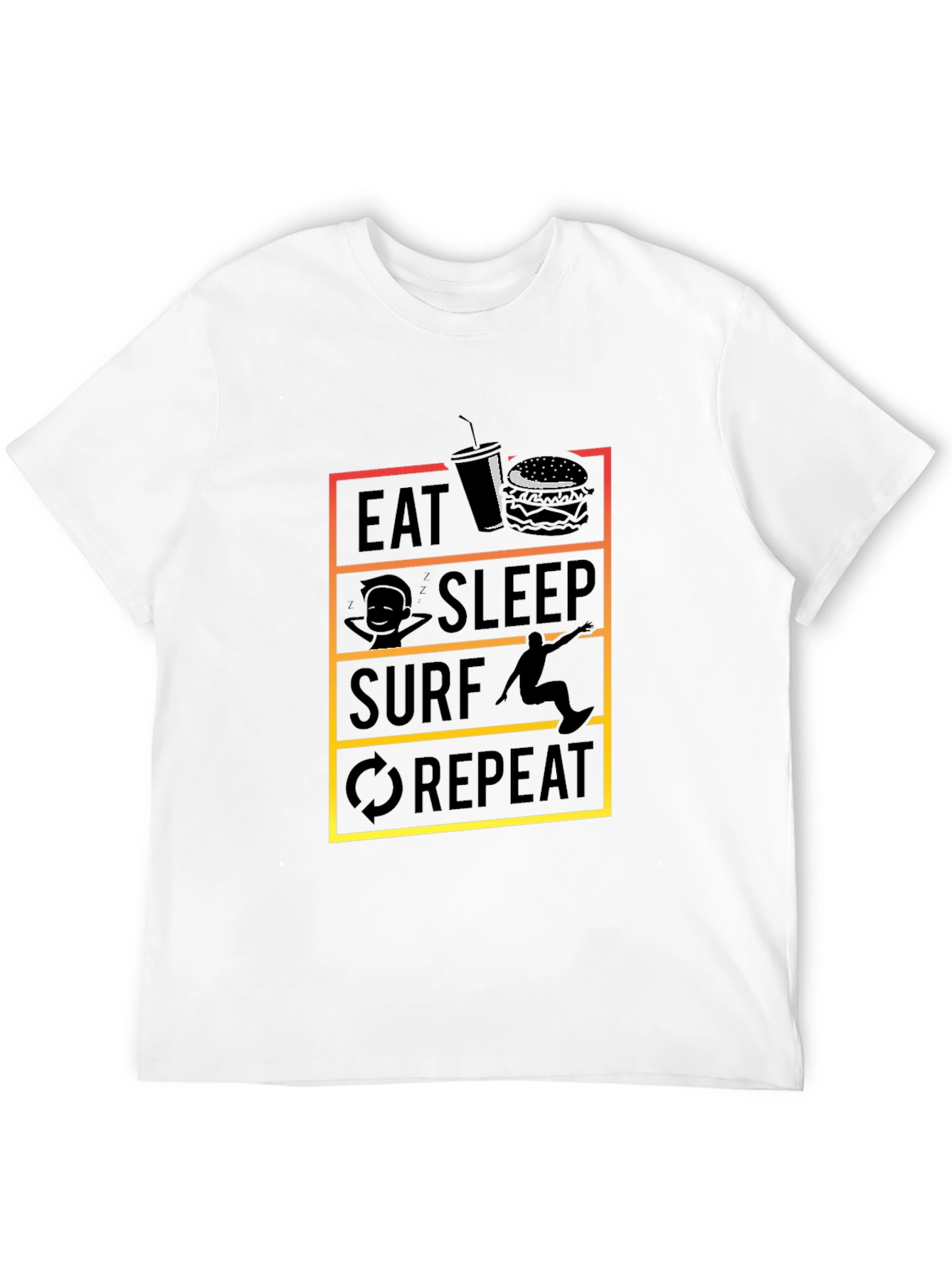 Eat Sleep Surf Repeat Black T-Shirt