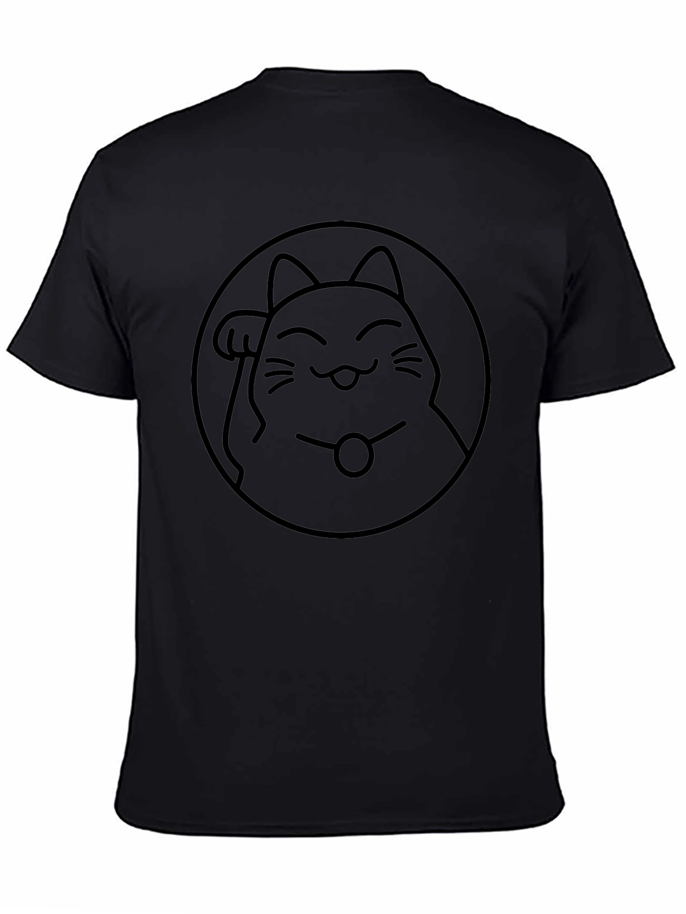 Lucky Cat Graphic T-Shirt - Black
