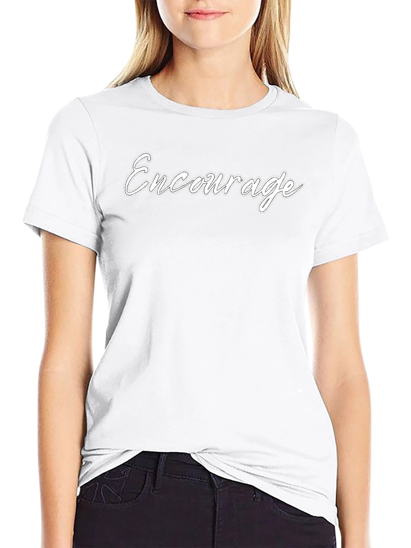 Encourage Black Cotton Graphic Tee