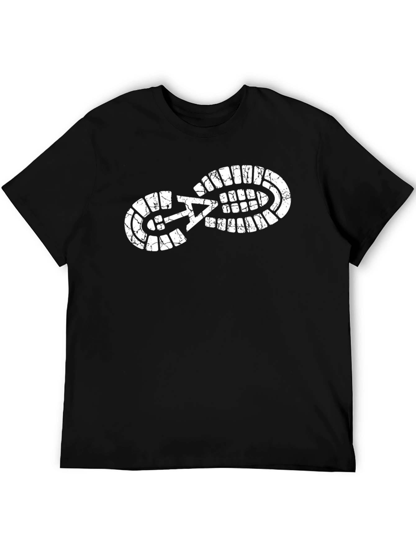 Black T-Shirt with Footprint Graphic