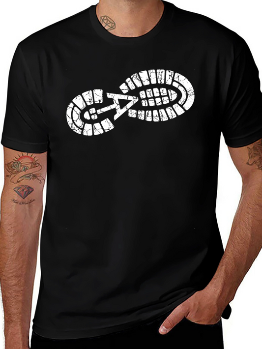 Black T-Shirt with Footprint Graphic