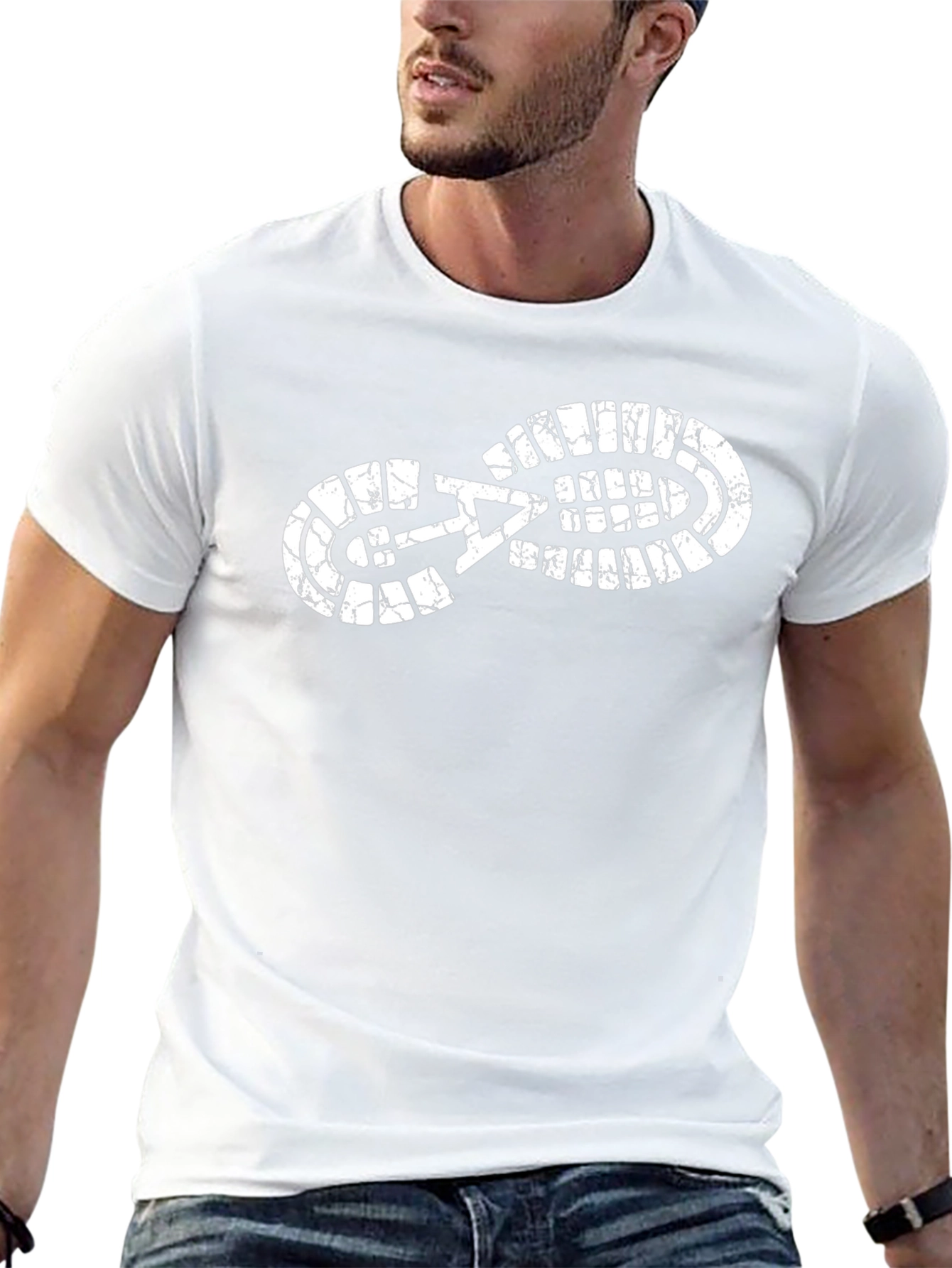 Black T-Shirt with Footprint Graphic