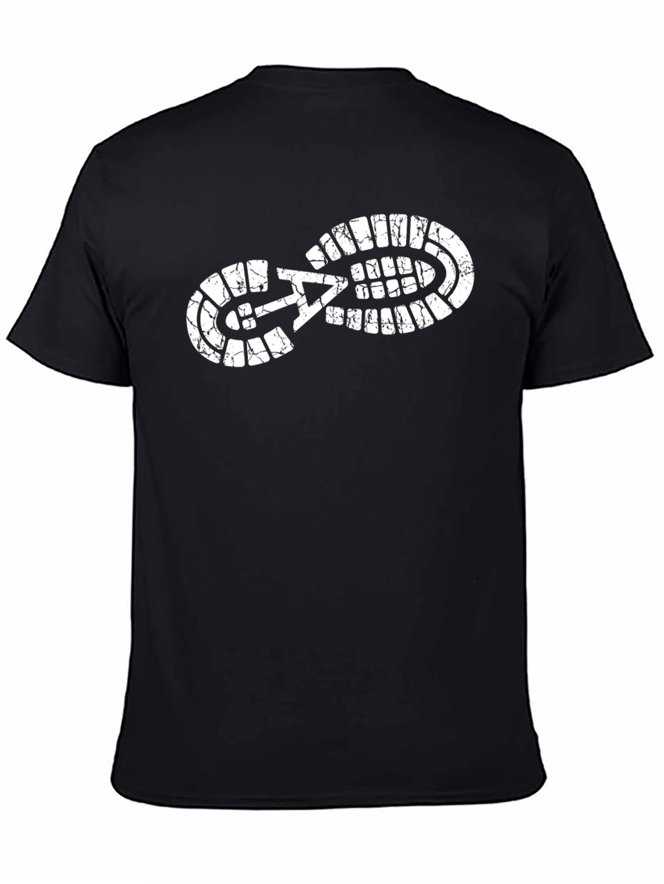 Black T-Shirt with Footprint Graphic