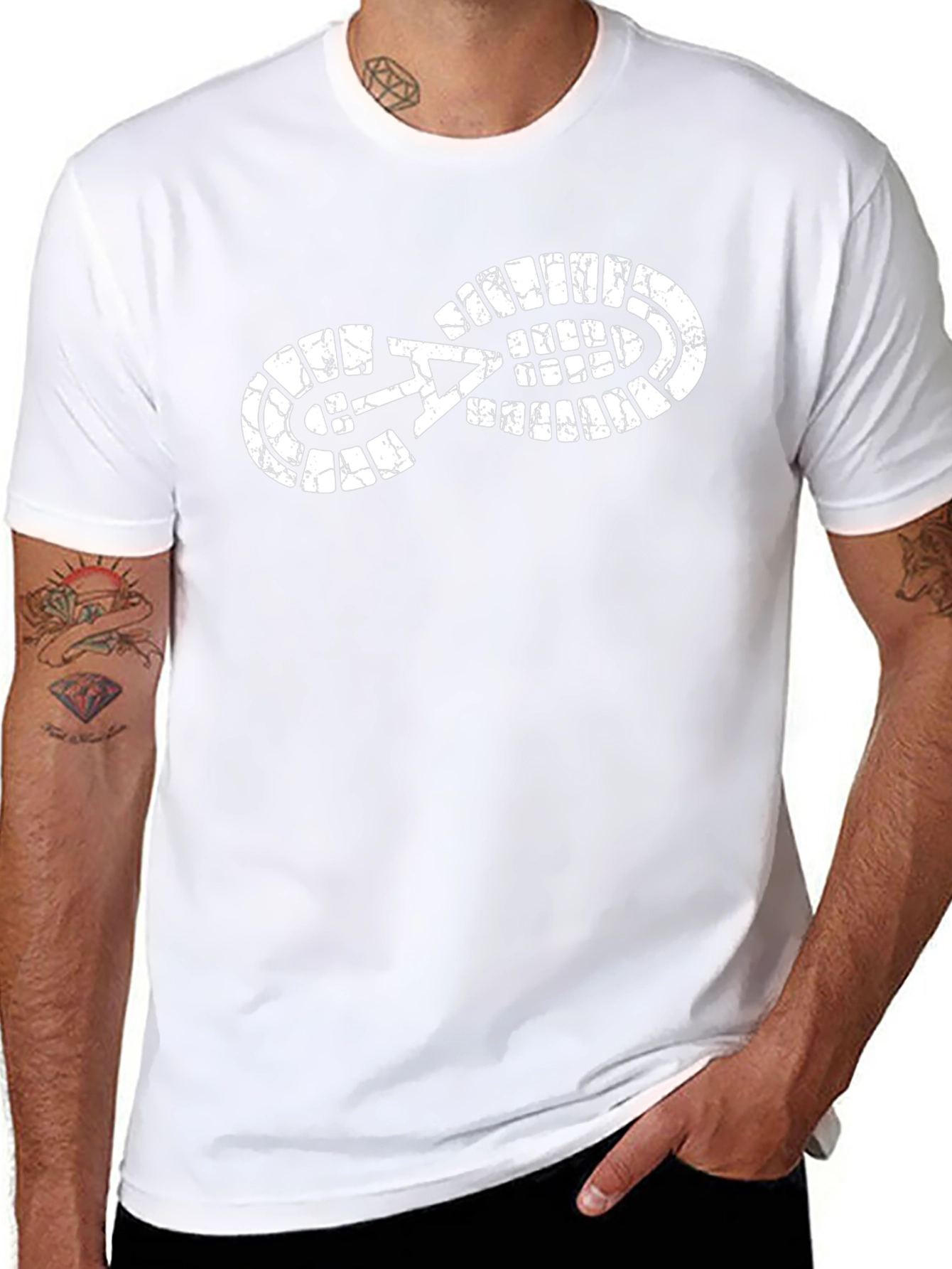 Black T-Shirt with Footprint Graphic
