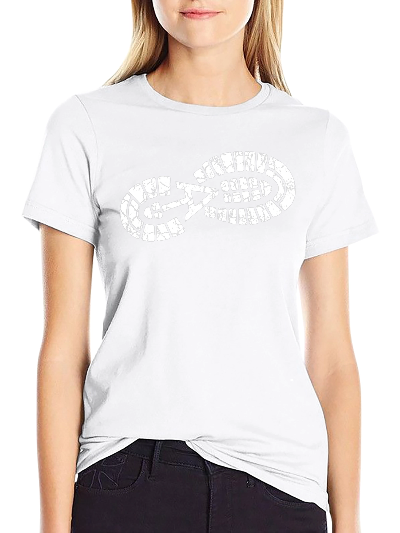 Black T-Shirt with Footprint Graphic