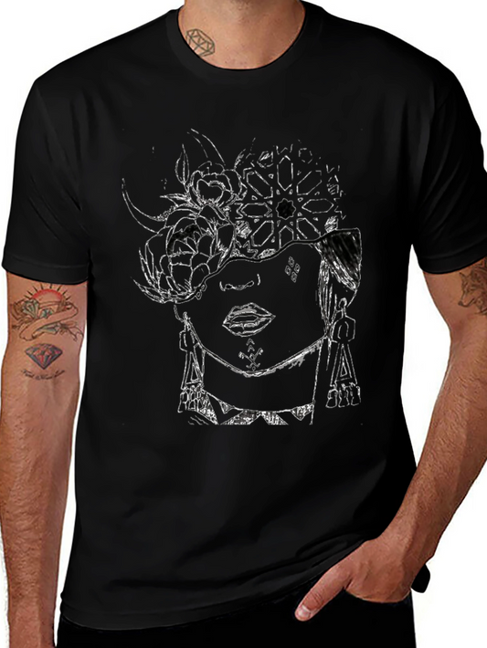 Abstract Face Graphic T-Shirt - Modern Art Tee