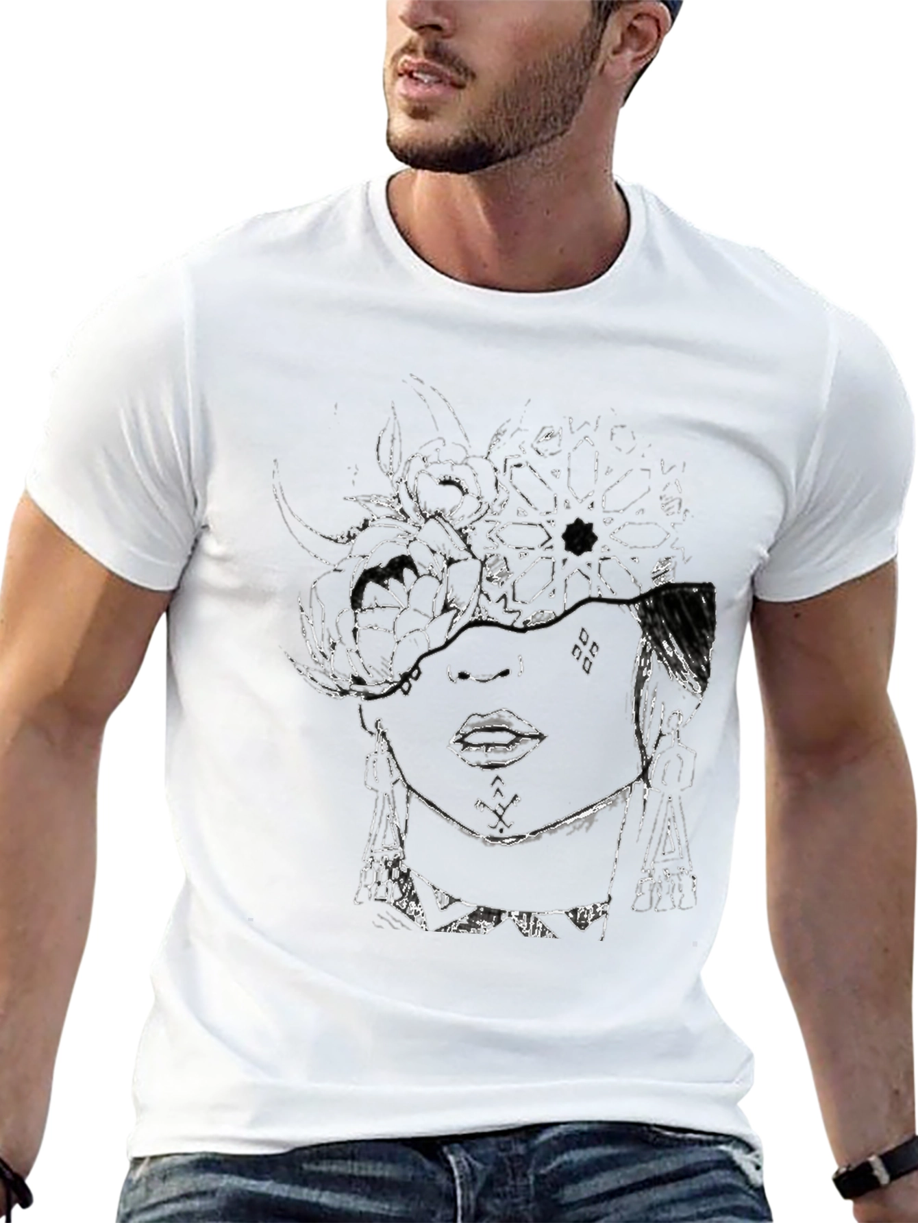 Abstract Face Graphic T-Shirt - Modern Art Tee