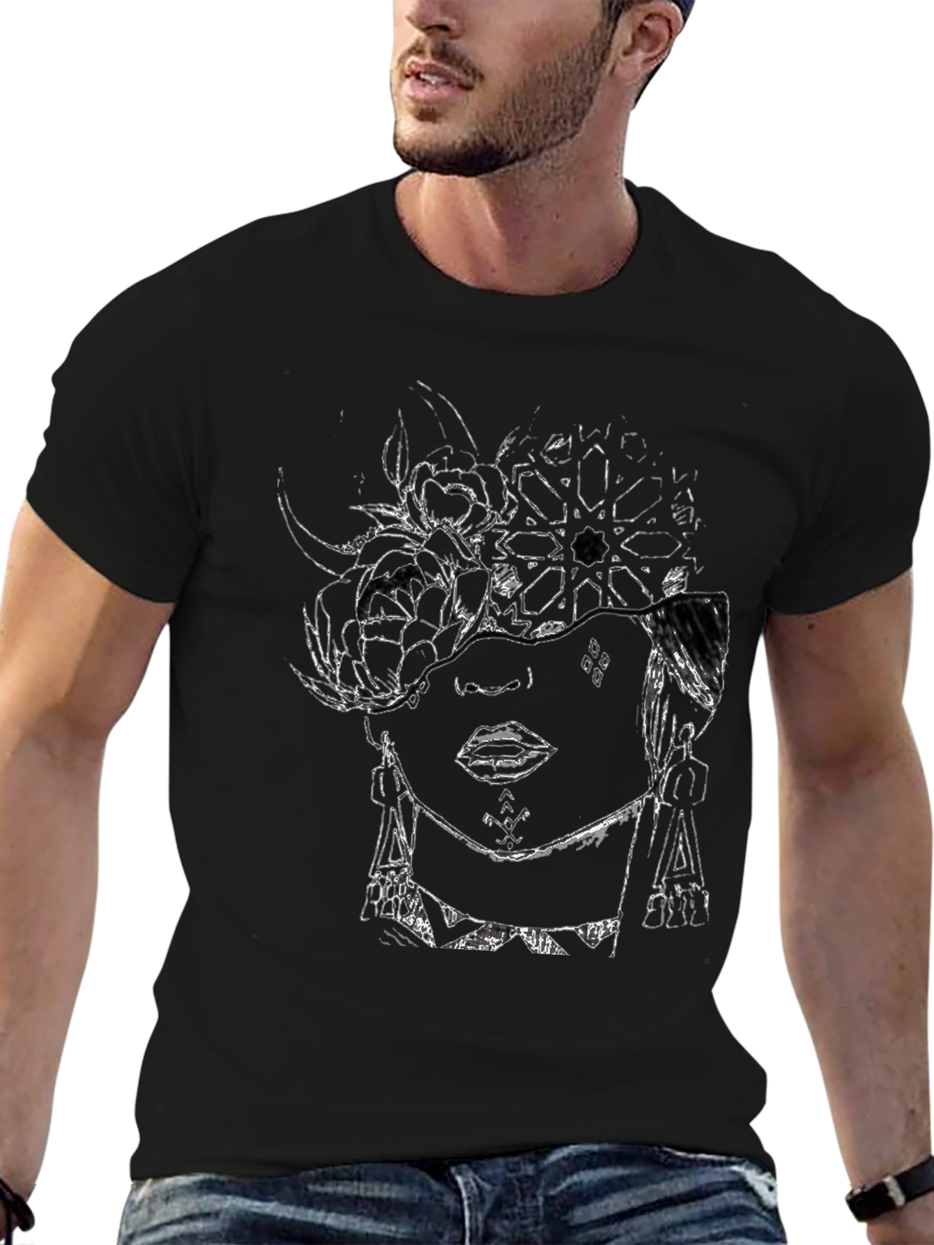 Abstract Face Graphic T-Shirt - Modern Art Tee