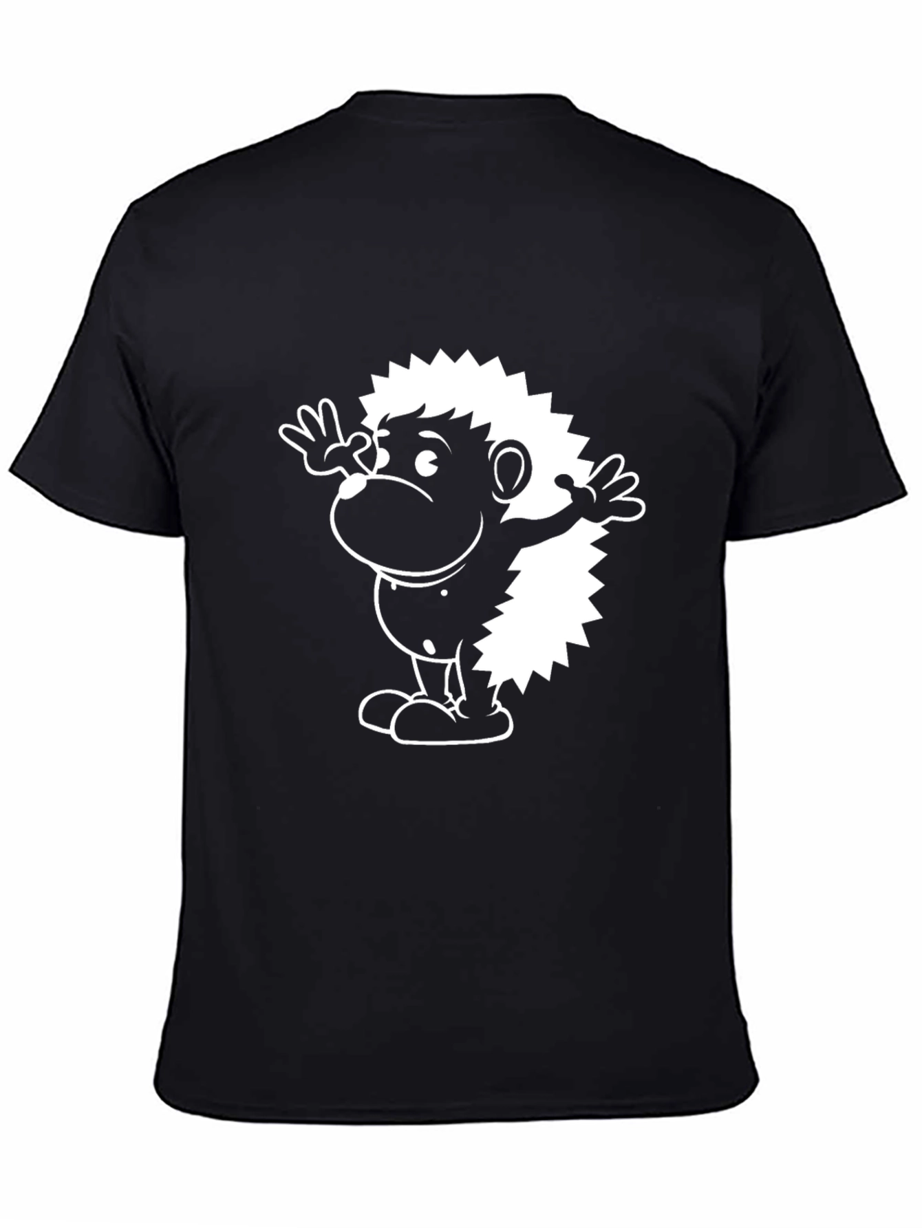 Cartoon Hedgehog Graphic Black T-Shirt