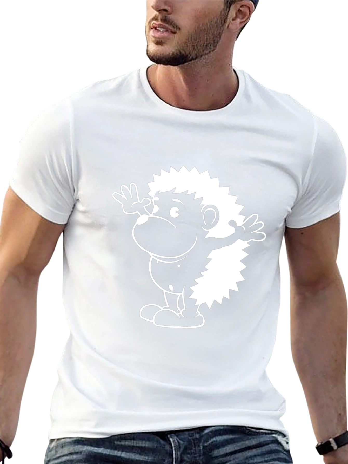 Cartoon Hedgehog Graphic Black T-Shirt