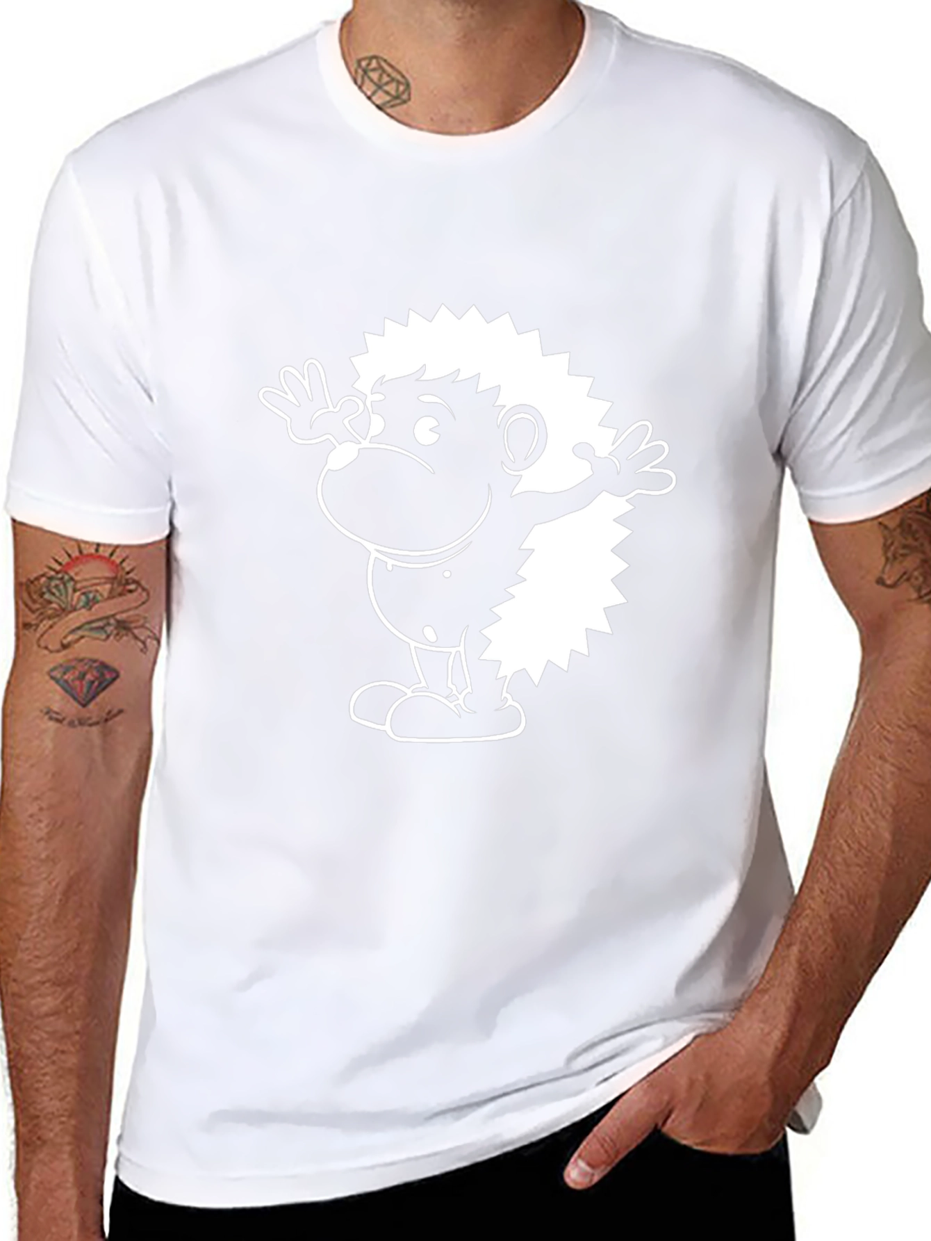 Cartoon Hedgehog Graphic Black T-Shirt