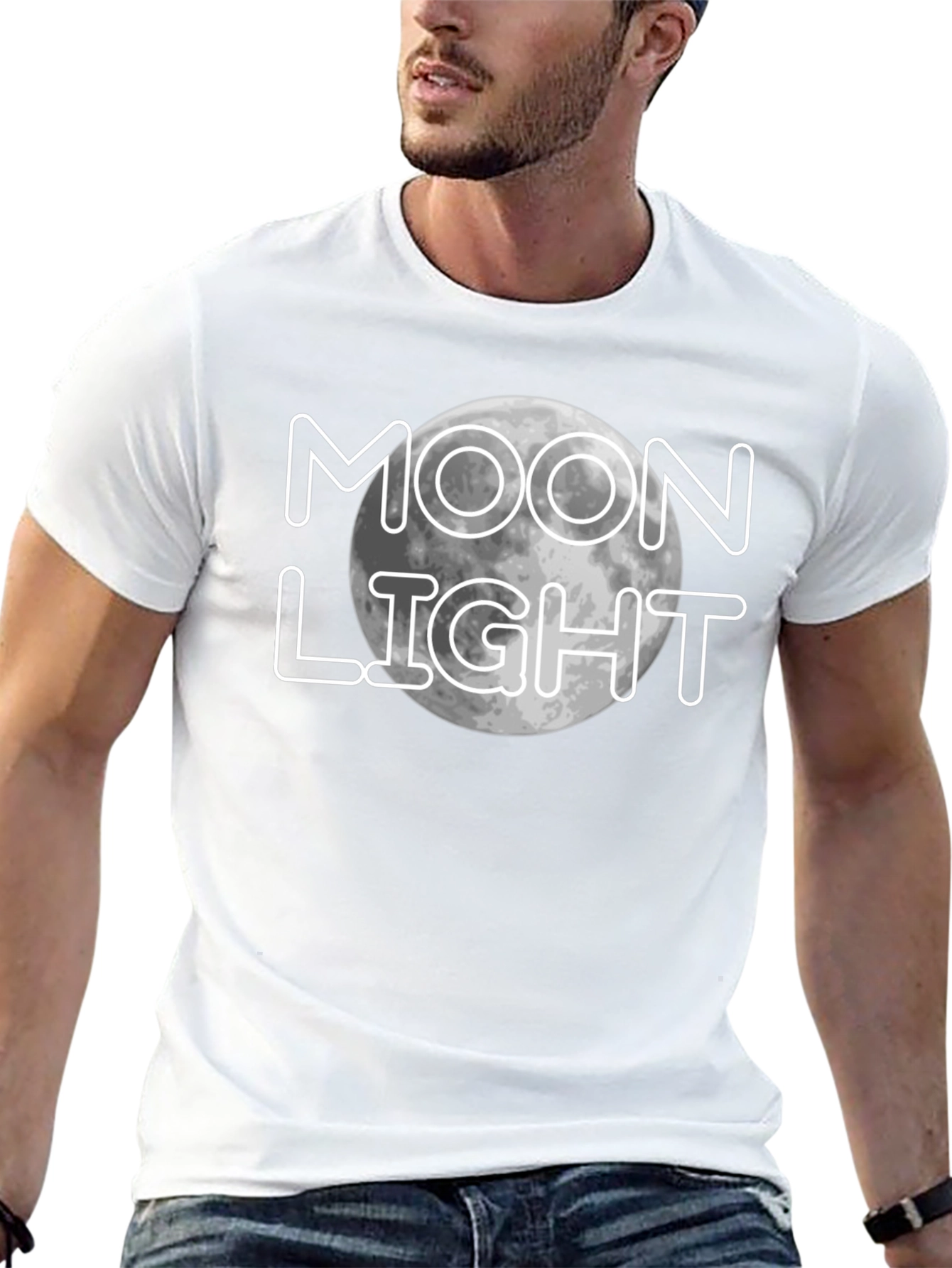 Moonlight Graphic Print Black T-Shirt