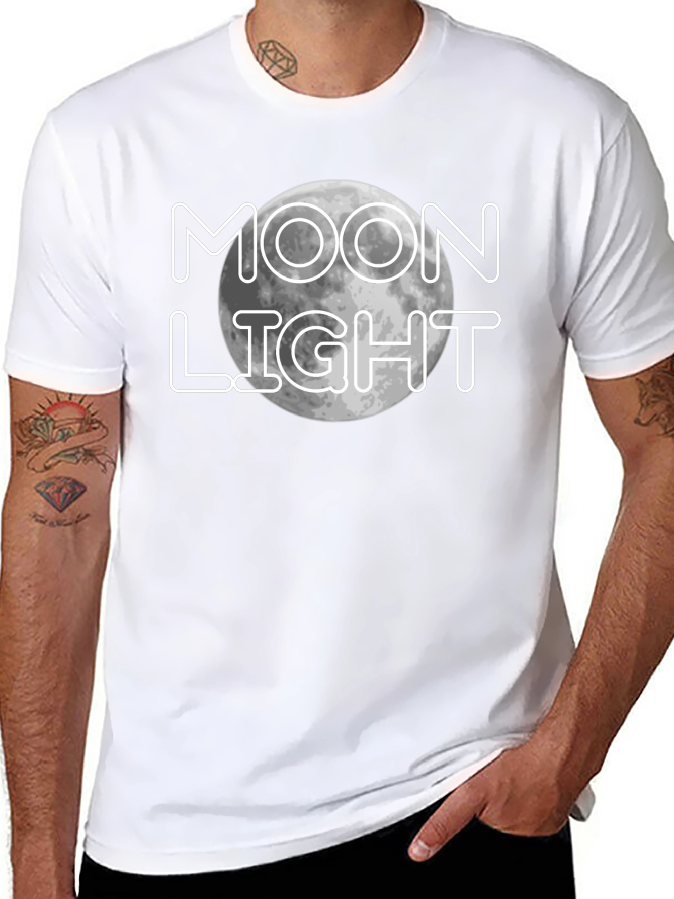 Moonlight Graphic Print Black T-Shirt