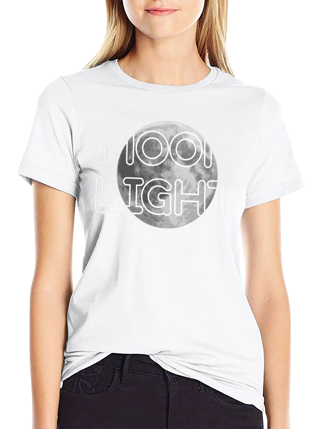 Moonlight Graphic Print Black T-Shirt