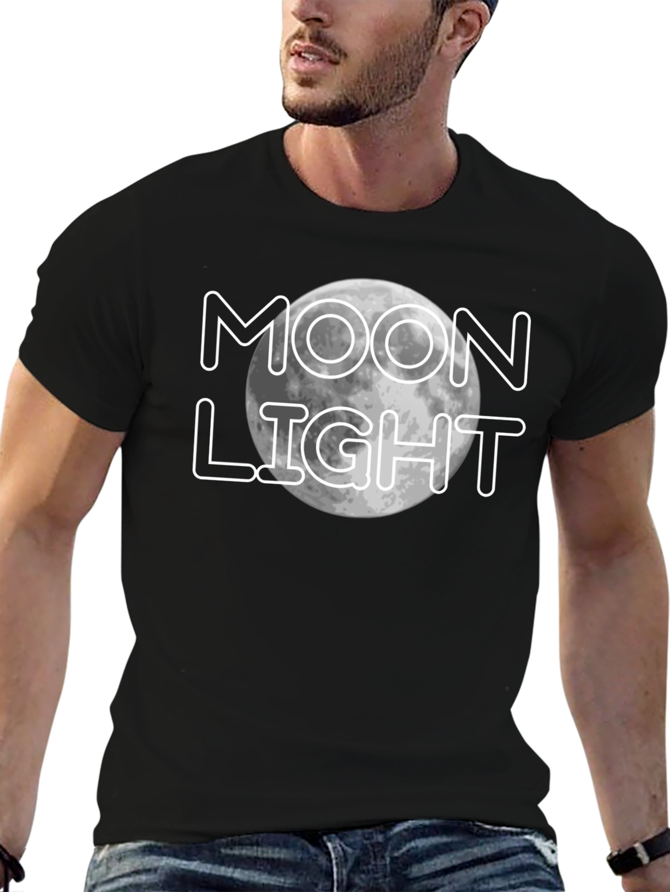Moonlight Graphic Print Black T-Shirt