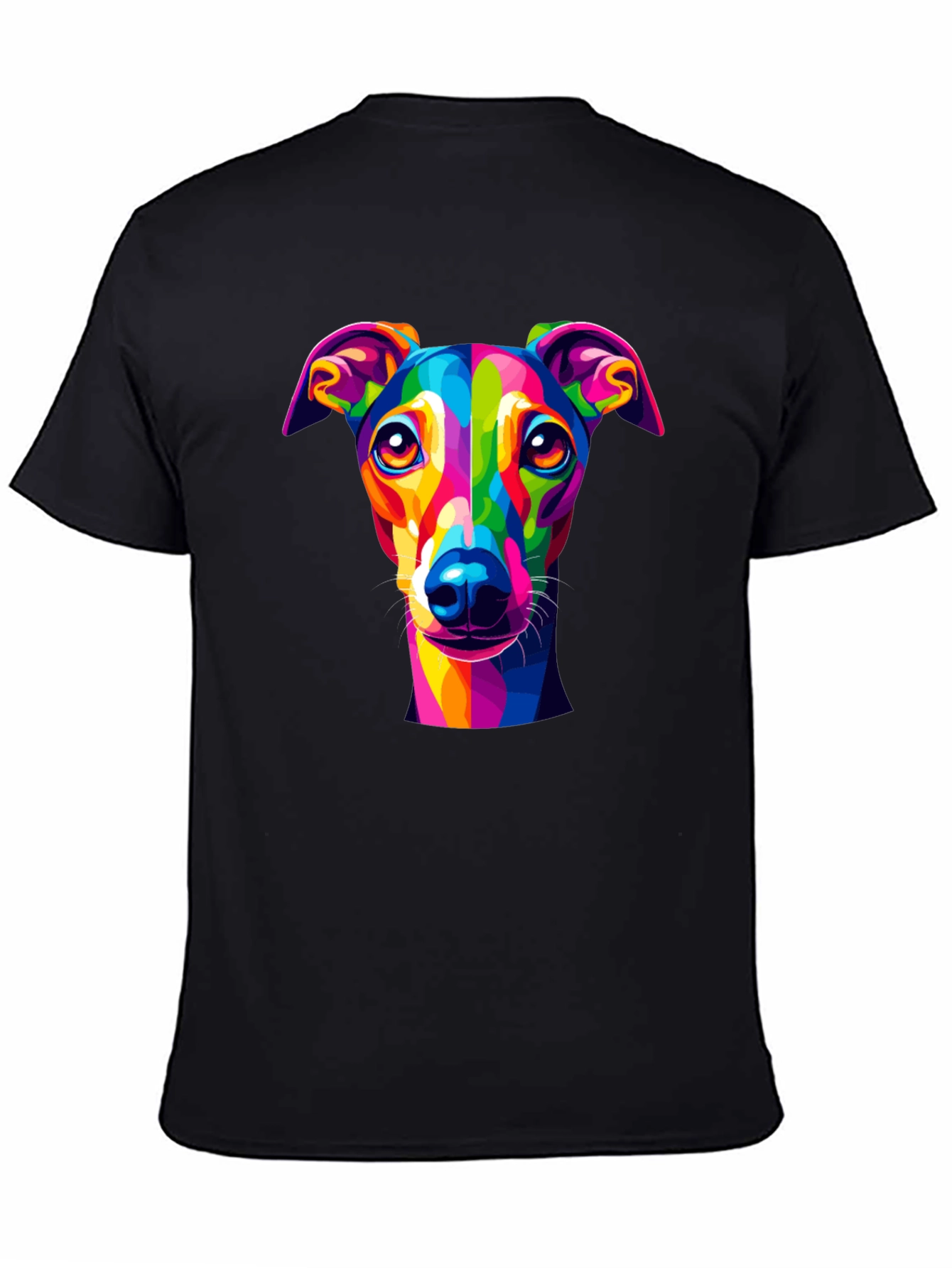 Rainbow Dog Art T-Shirt - Black
