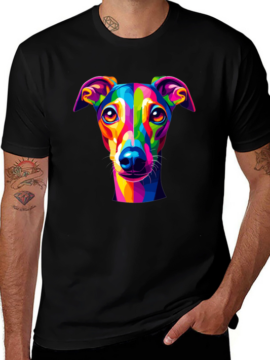 Rainbow Dog Art T-Shirt - Black