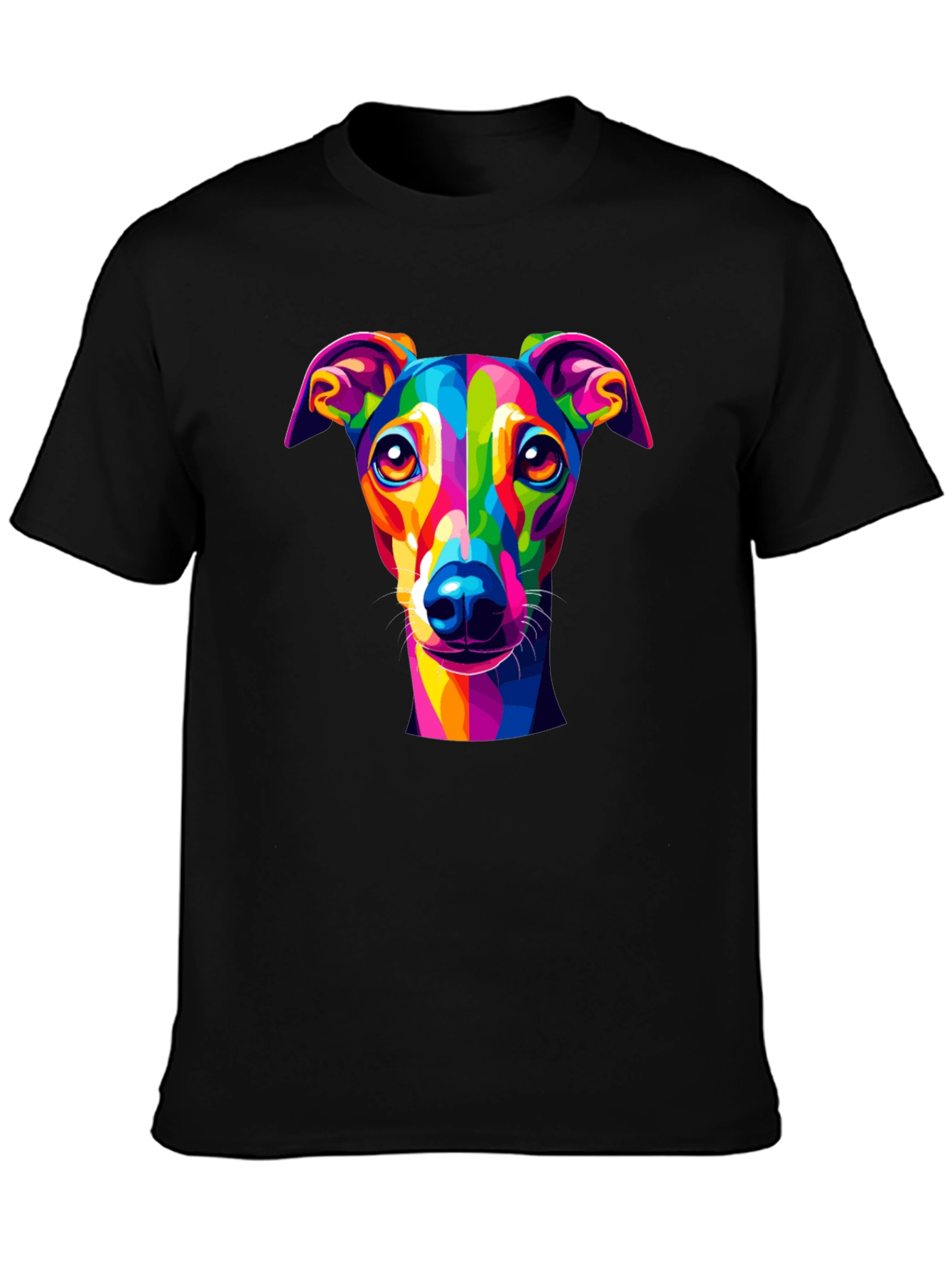 Rainbow Dog Art T-Shirt - Black