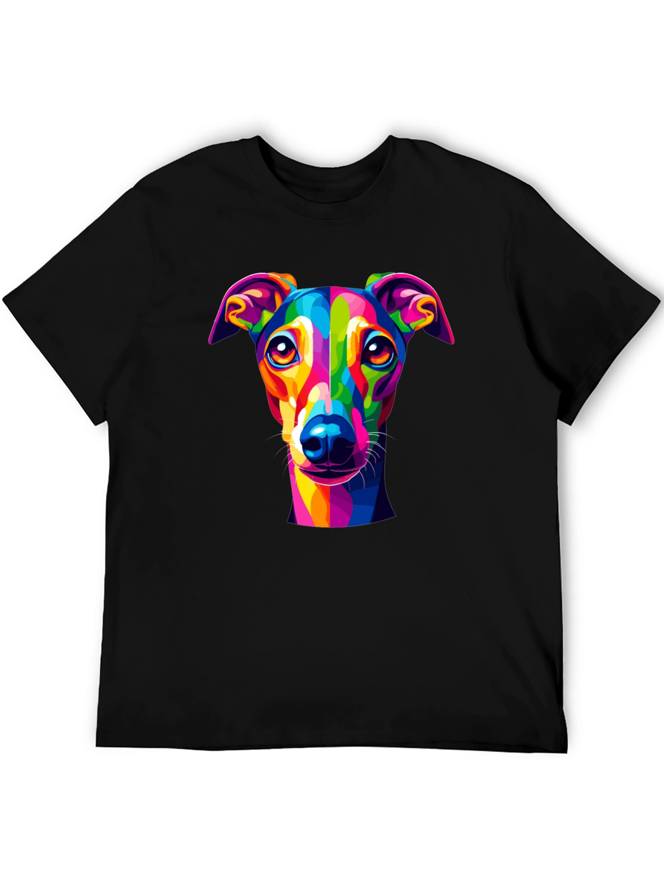 Rainbow Dog Art T-Shirt - Black