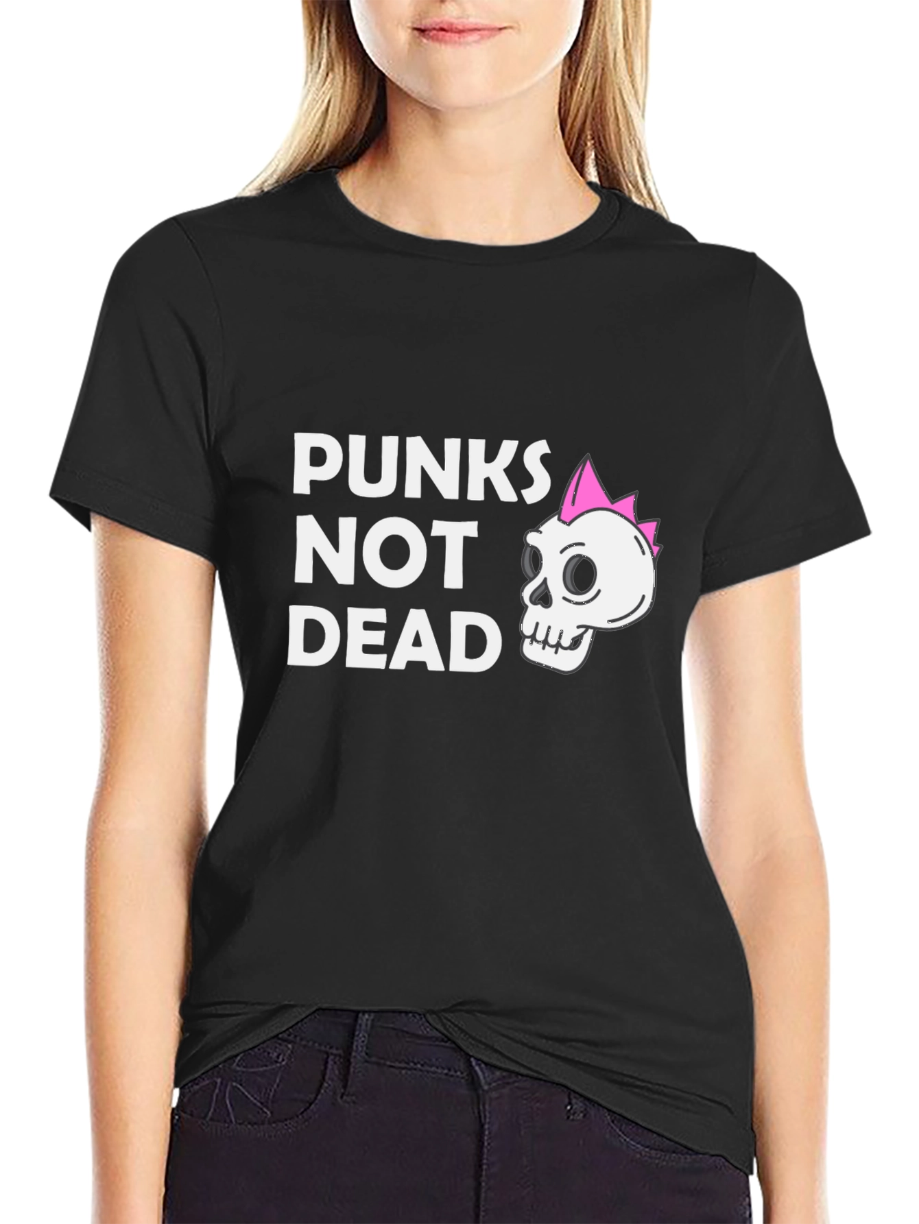 Punx Not Dead Black T-Shirt - Skull Graphic Tee