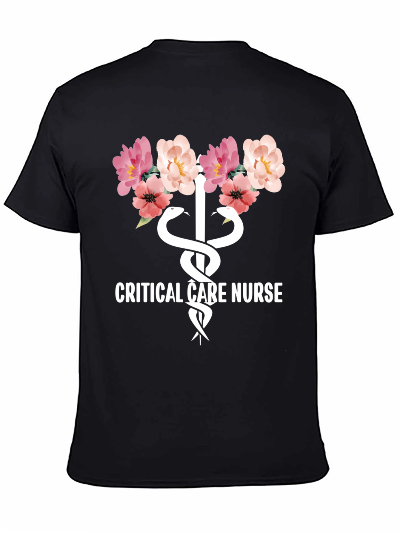 Floral Critical Care Nurse T-Shirt - Soft Cotton