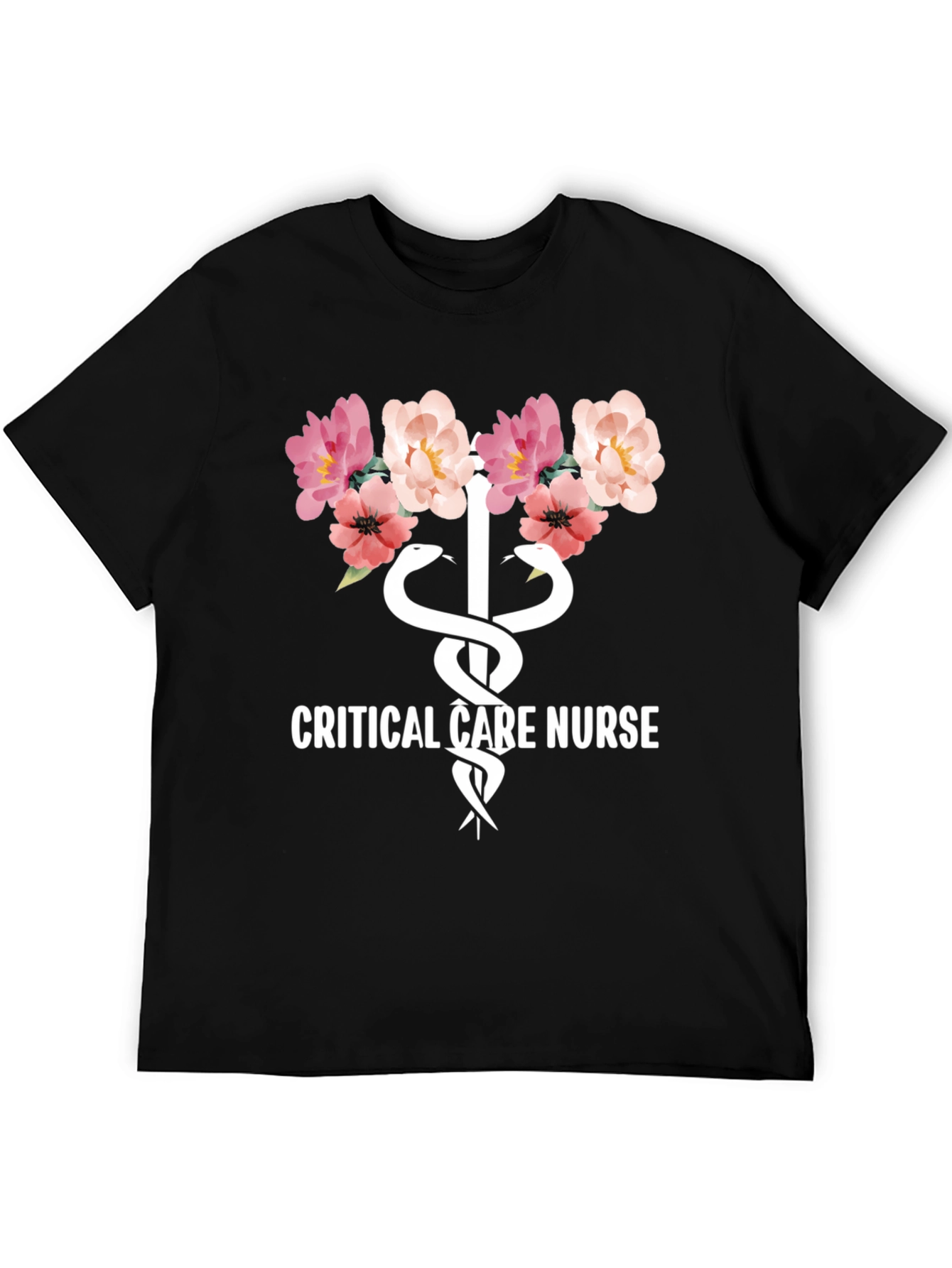 Floral Critical Care Nurse T-Shirt - Soft Cotton